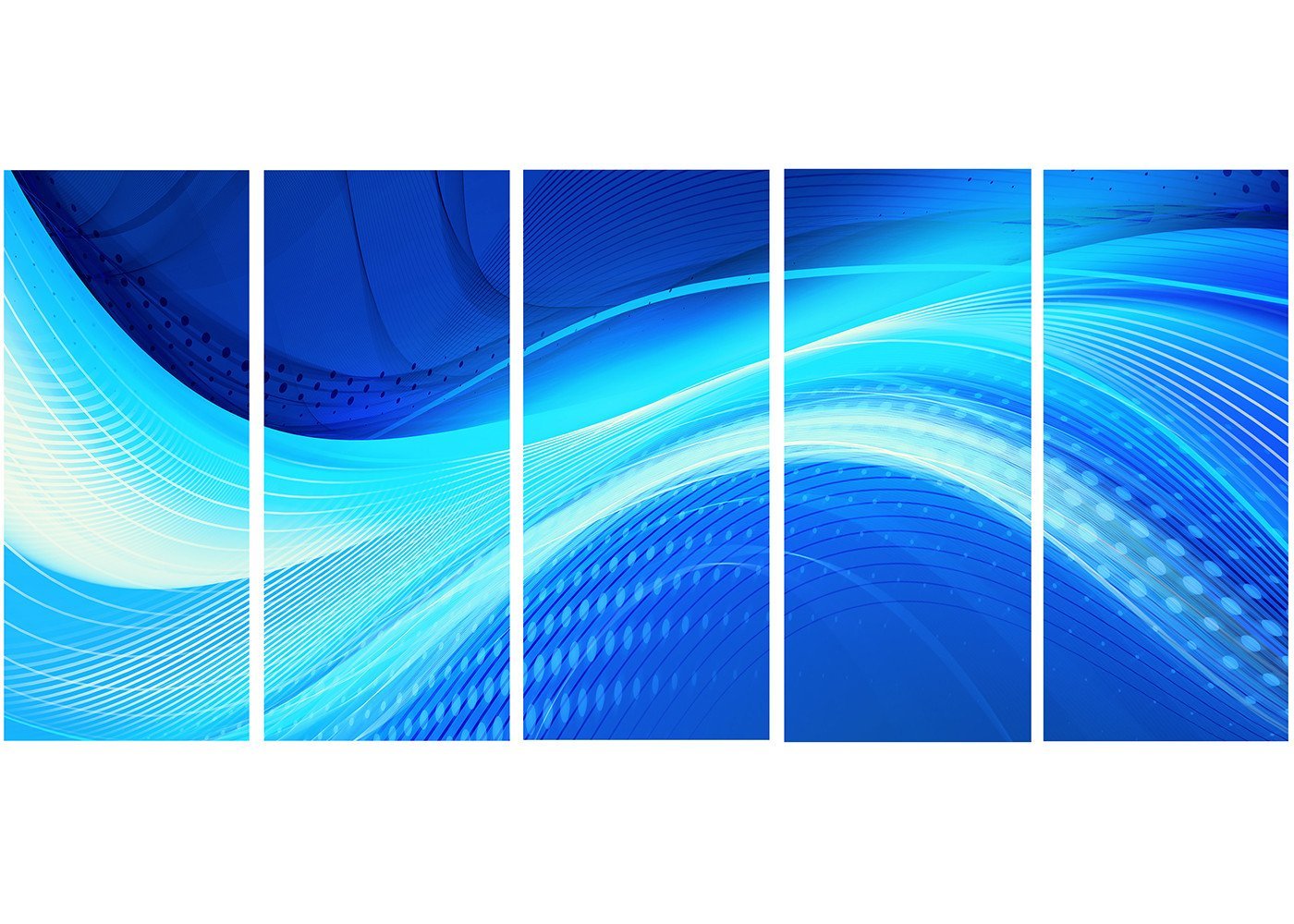 Designart Blue Hues Abstract Metal Wall Art - 60x28 Inches - 5 Panel Modern Canvas Painting for Living Room, Bedroom & Office Decor - MT3028