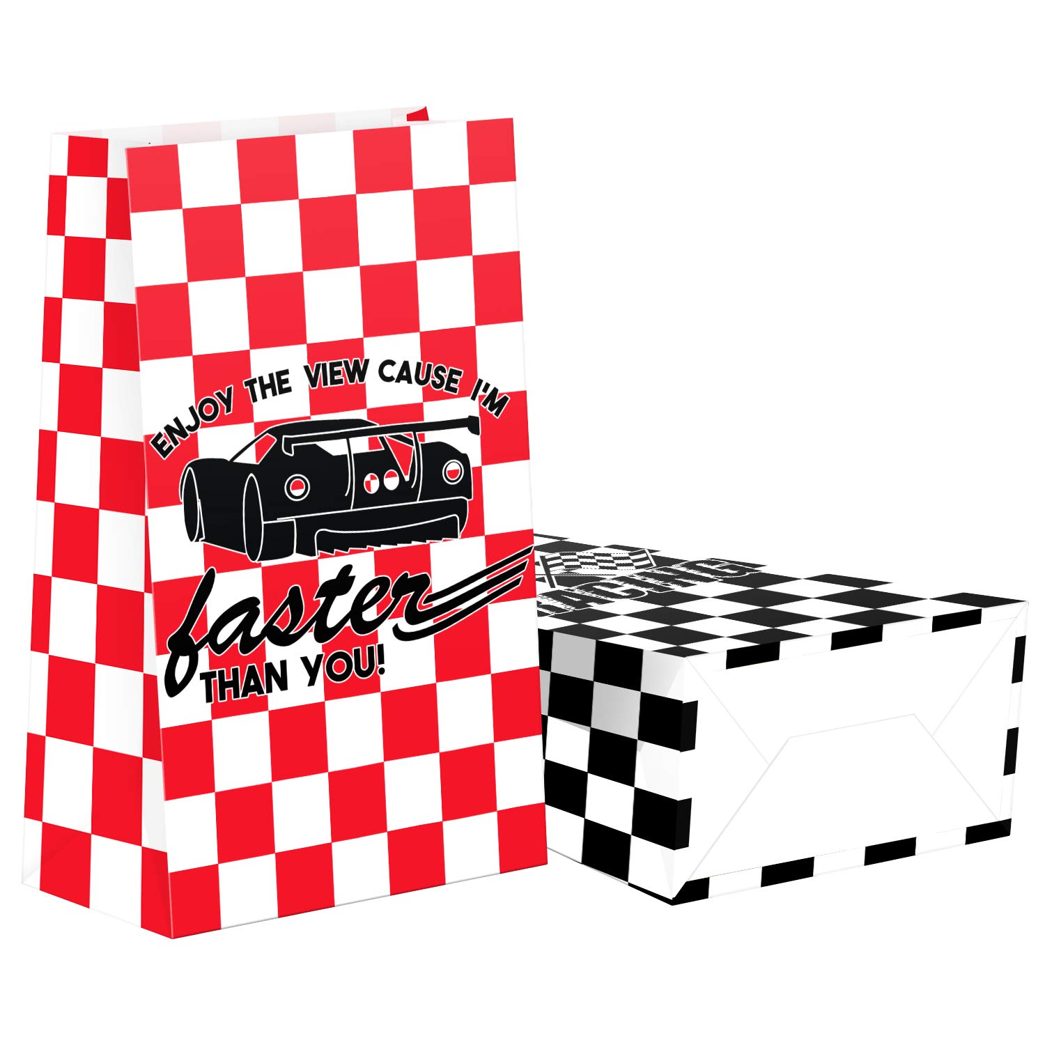 24 Pack Race Car Party Favor Bags with Stickers - Race Car Themed Goodie Bags for Birthday Parties, Baby Showers & Kids Events - Perfect for Treats, Candy & Small Gifts