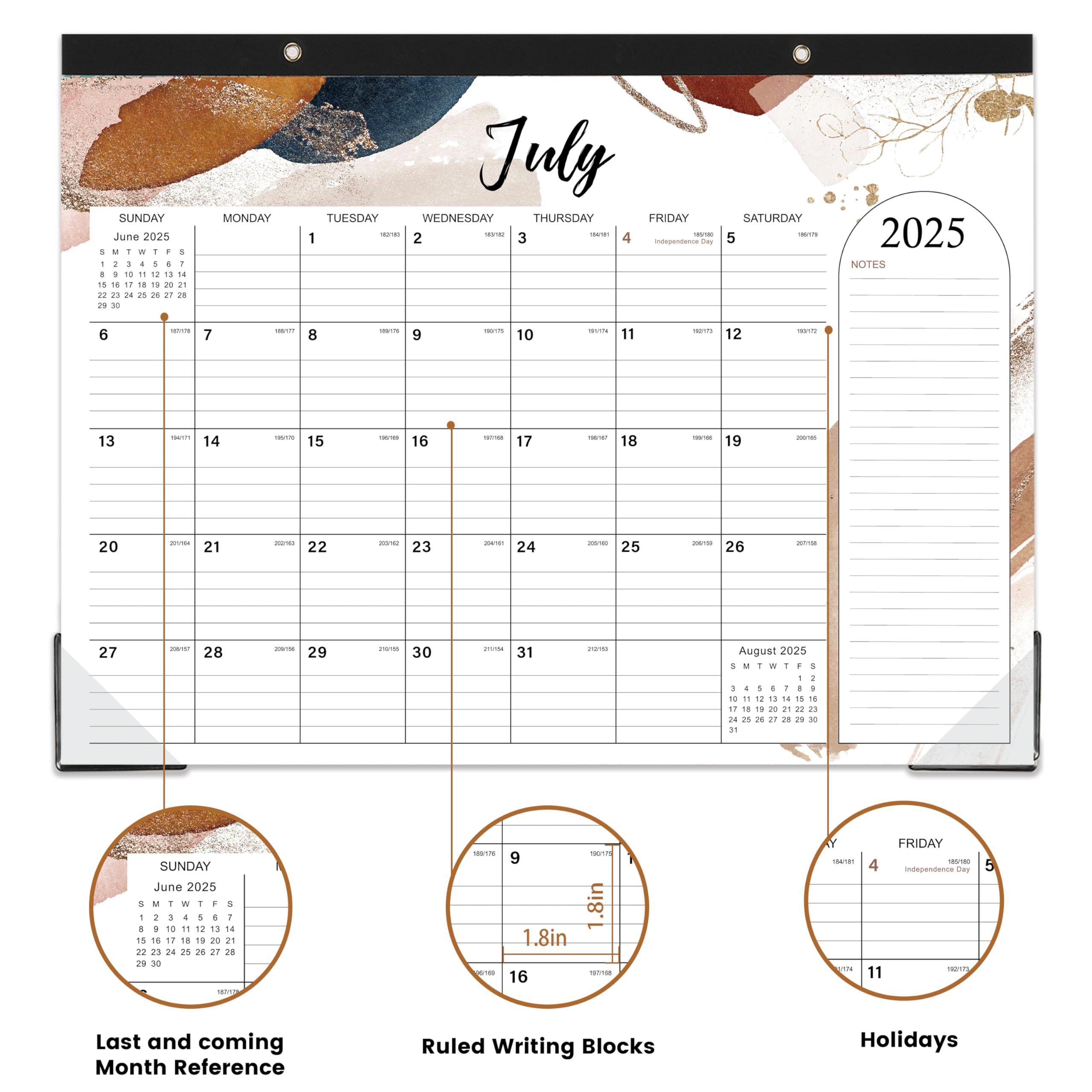 2025-2026 18-Month Large Desk Calendar | July 2025 to December 2026 | 14.6