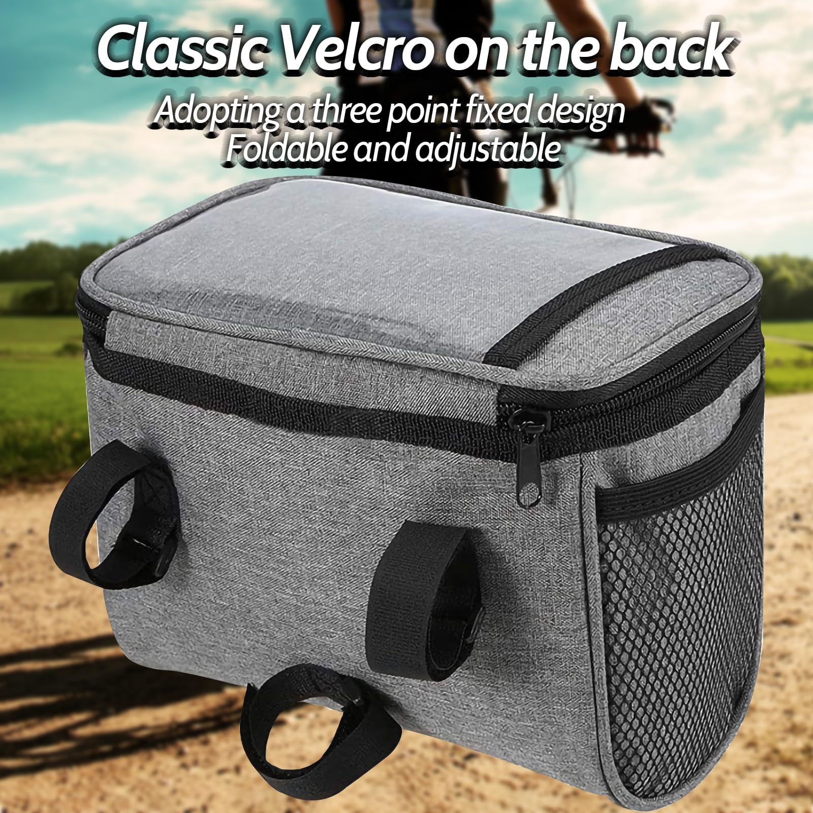 Reflective Bike Frame Bag - Waterproof Bicycle Handlebar Storage Pouch with Phone Holder for Outdoor Hiking, Cycling & Commuting (8.46x5.31x6.49 inches, Gray) - Perfect for Road Bikes, Mountain Bikes & Urban Cycling Accessories