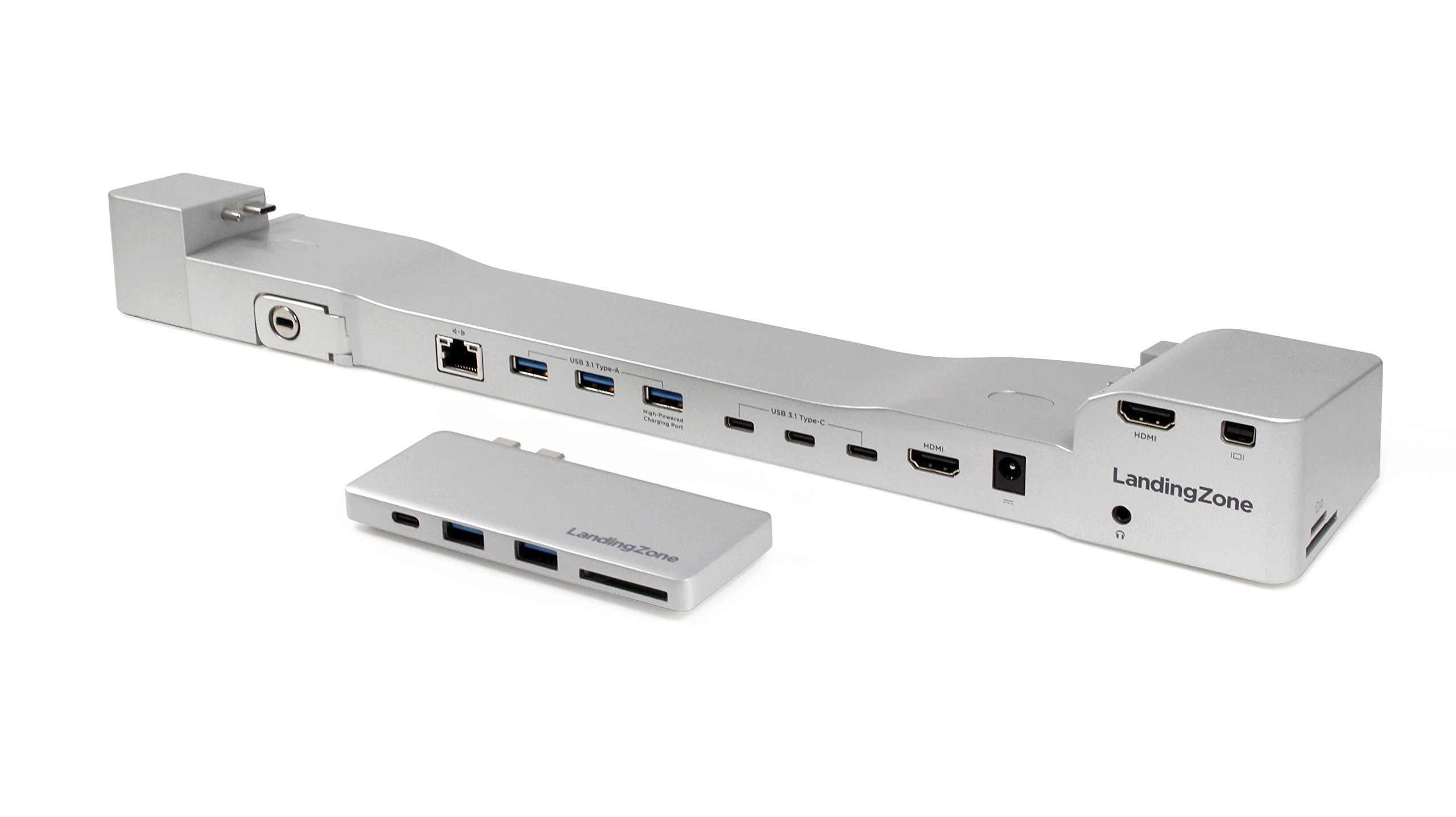 LandingZone 2-in-1 Docking Station & USB-C Hub for MacBook Pro 13-inch (2016-2018) - A1706 & A1989 Models - Silver | Dual Monitor Setup, Charging & Data Transfer | Perfect for Home Office & Remote Work