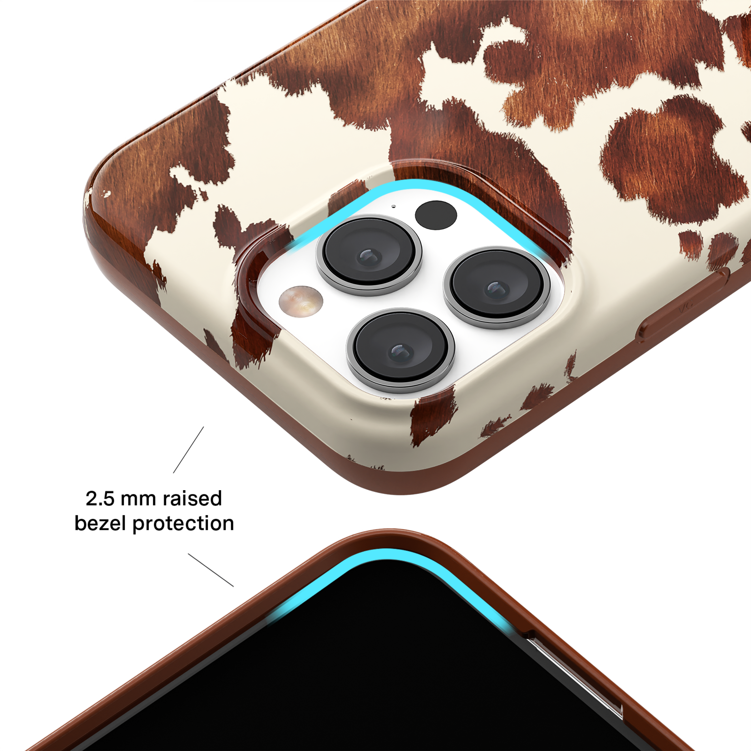 Premium Cocoa Cow Print iPhone Case - Cute & Durable Protective Cover for iPhone 13/14/15 Pro Max - Perfect for Farm Lovers & Animal Enthusiasts - Great for Everyday Use, Travel & Gifts