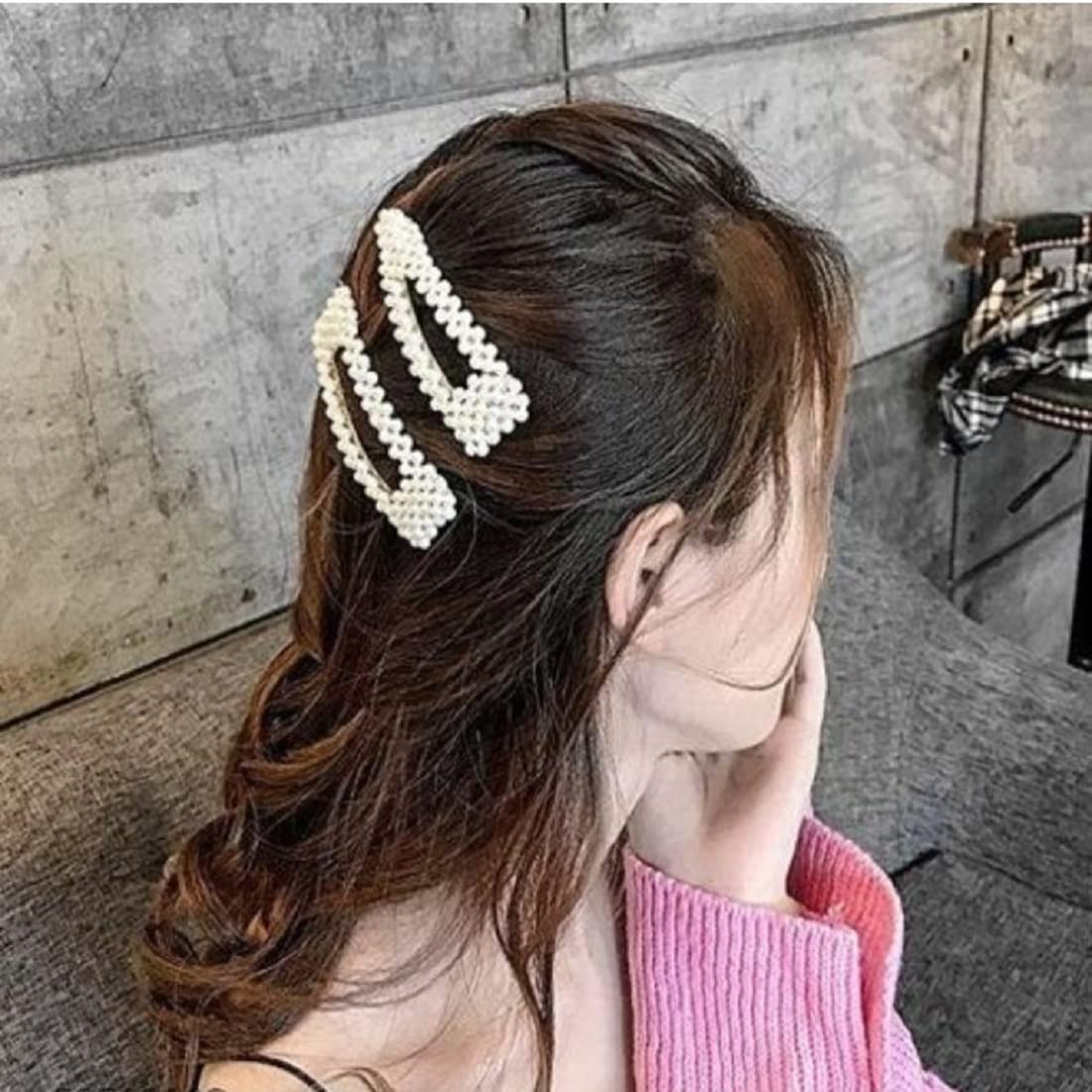 Korean Style Pearl Hair Clips - Large Elegant Hair Pins & Barrettes for Women & Girls - Fashion Hair Accessories (6-Pack) - Perfect for Weddings, Parties & Daily Styling