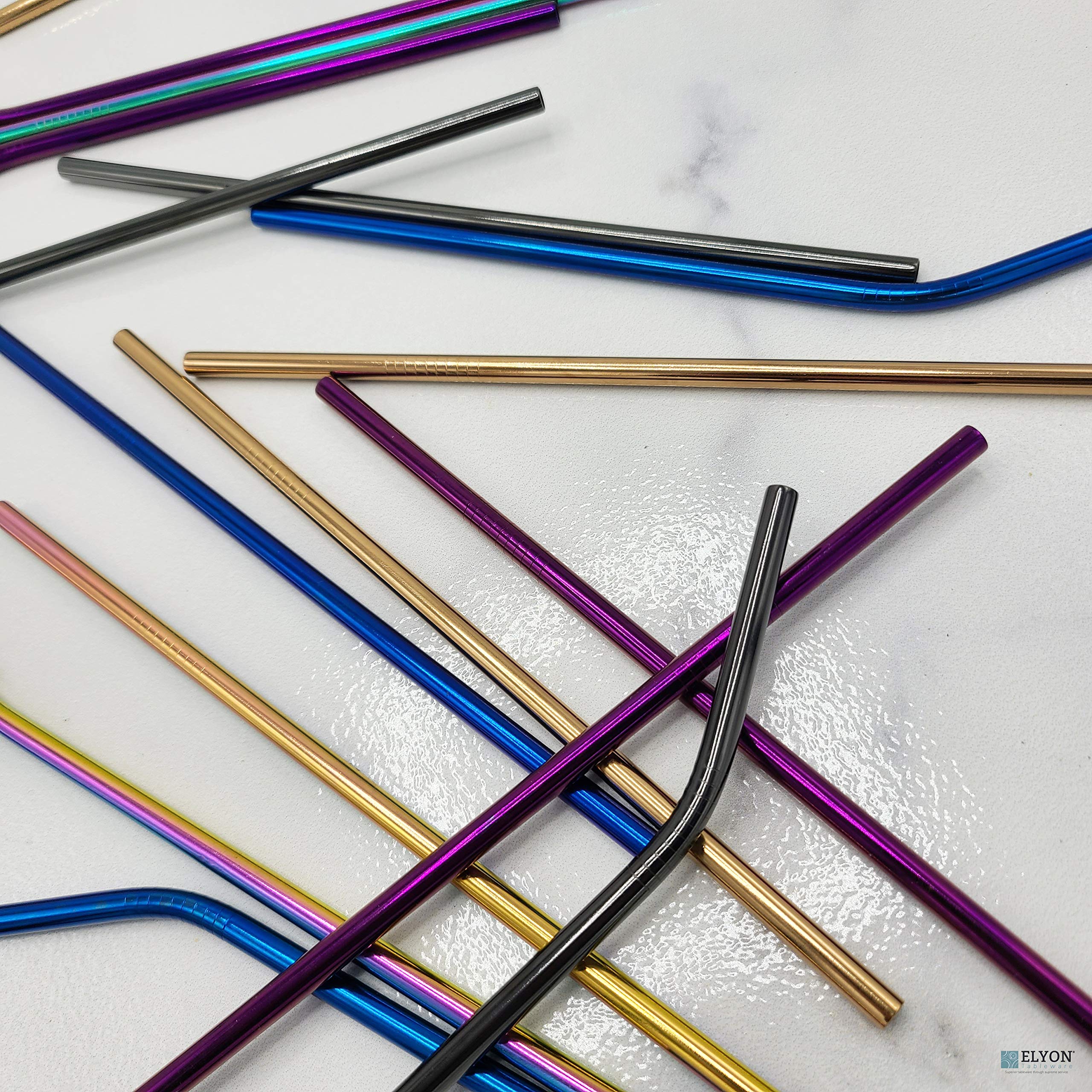 16-Piece Reusable Stainless Steel Straws Set - 8.5