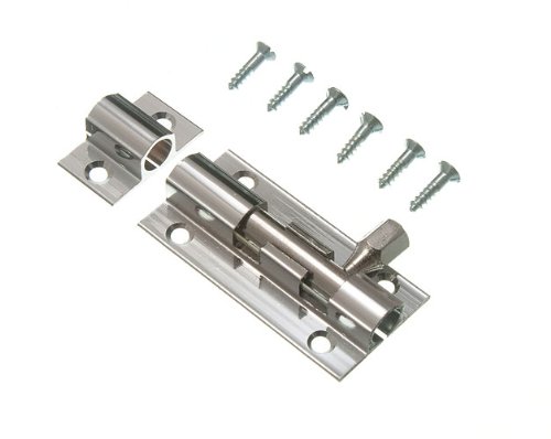 Stainless Steel Door Bolt Barrel Slide Lock 50mm (2 Inch) Chrome Finish with Screws - Pack of 2 - Secure Interior/Exterior Doors, Windows & Cabinets