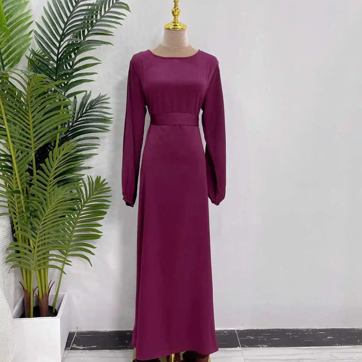 Elegant Middle Eastern Turkish Dubai Muslim Women's Satin Abaya Dress - Perfect for Prayer, Weddings & Special Occasions