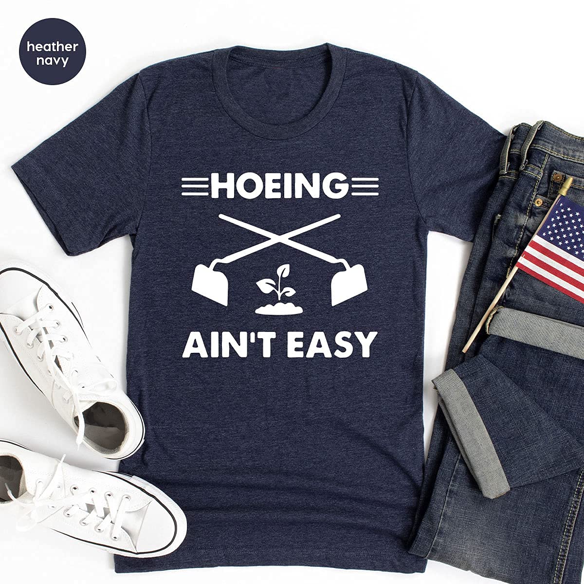 Grandma's Gardener T-Shirt - Plant Lover & Farmer Tee - Funny 'Hoeing Ain't Easy' Gardening Shirt - Perfect Gift for Gardeners & Botanists - Comfortable Cotton Apparel for Gardening, Farming & Outdoor Activities