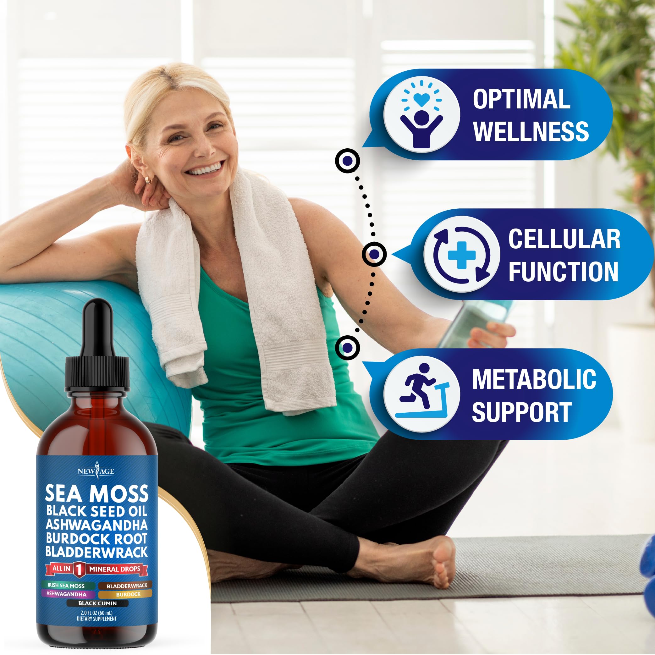 Organic Sea Moss Liquid Drops with Black Seed Oil, Ashwagandha & Burdock Root - Vegan Multimineral Supplement for Immune Support, Energy & Detox - Non-GMO, Silica-Rich Formula (2 Pack) - Perfect for Daily Wellness Routine & Holistic Health Enthusiasts