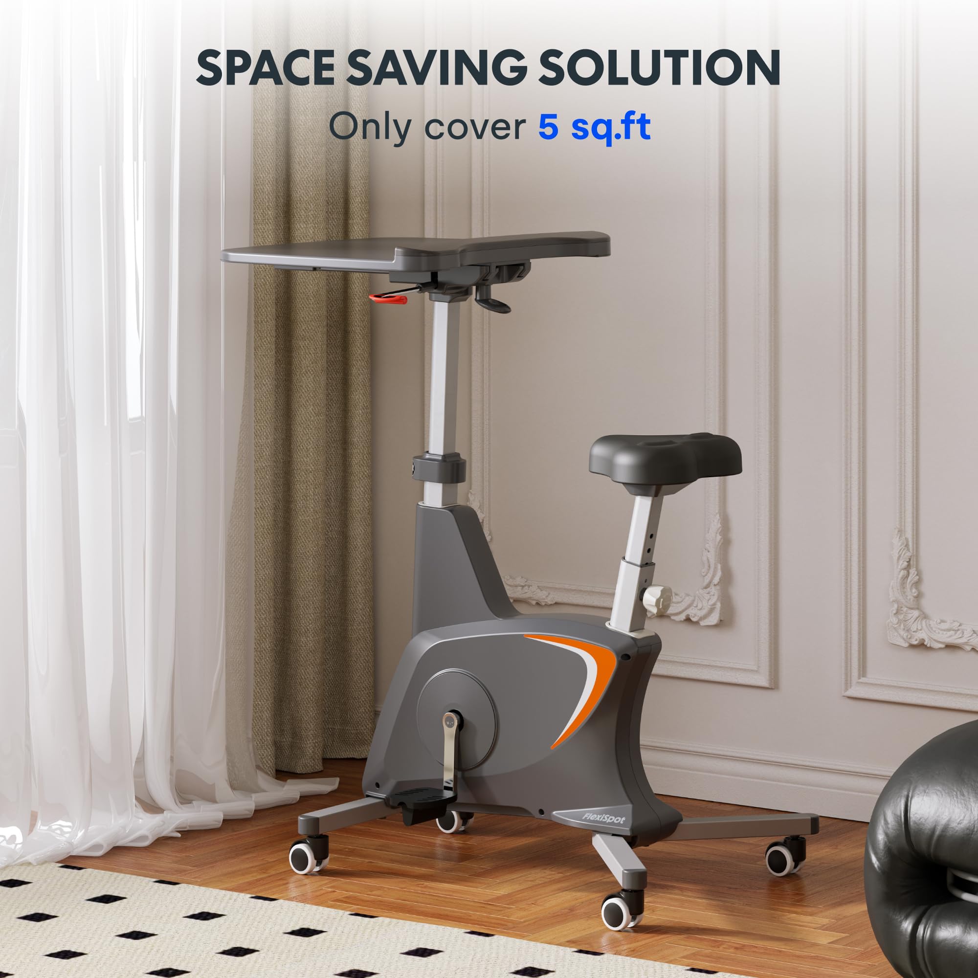 FLEXISPOT V9 3-in-1 Under Desk Exercise Bike with Adjustable Resistance, LCD Display & 350LBS Capacity - Home Office Cycling Bike for Cardio, Leg Workout & Active Sitting