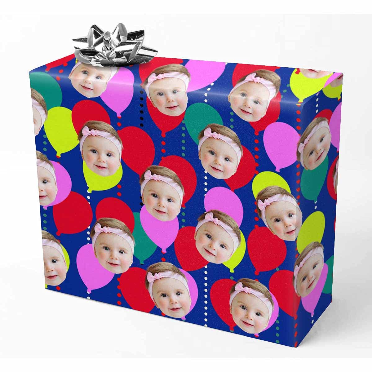 Custom Photo Wrapping Paper - Personalized Birthday Gift Wrap with Color Balloons (58