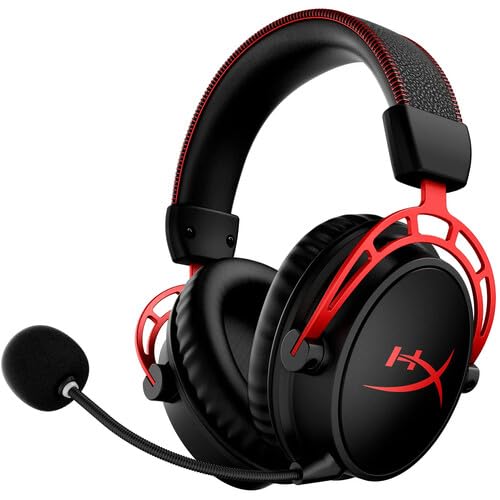 HyperX Cloud Alpha Wireless Gaming Headset for PC - 300H Battery, DTS:X Spatial Audio, Noise-Canceling Mic | Aluminum Frame | Perfect for Esports, Streaming & Work from Home (Includes Cleaning Kit & Headphone Stand)