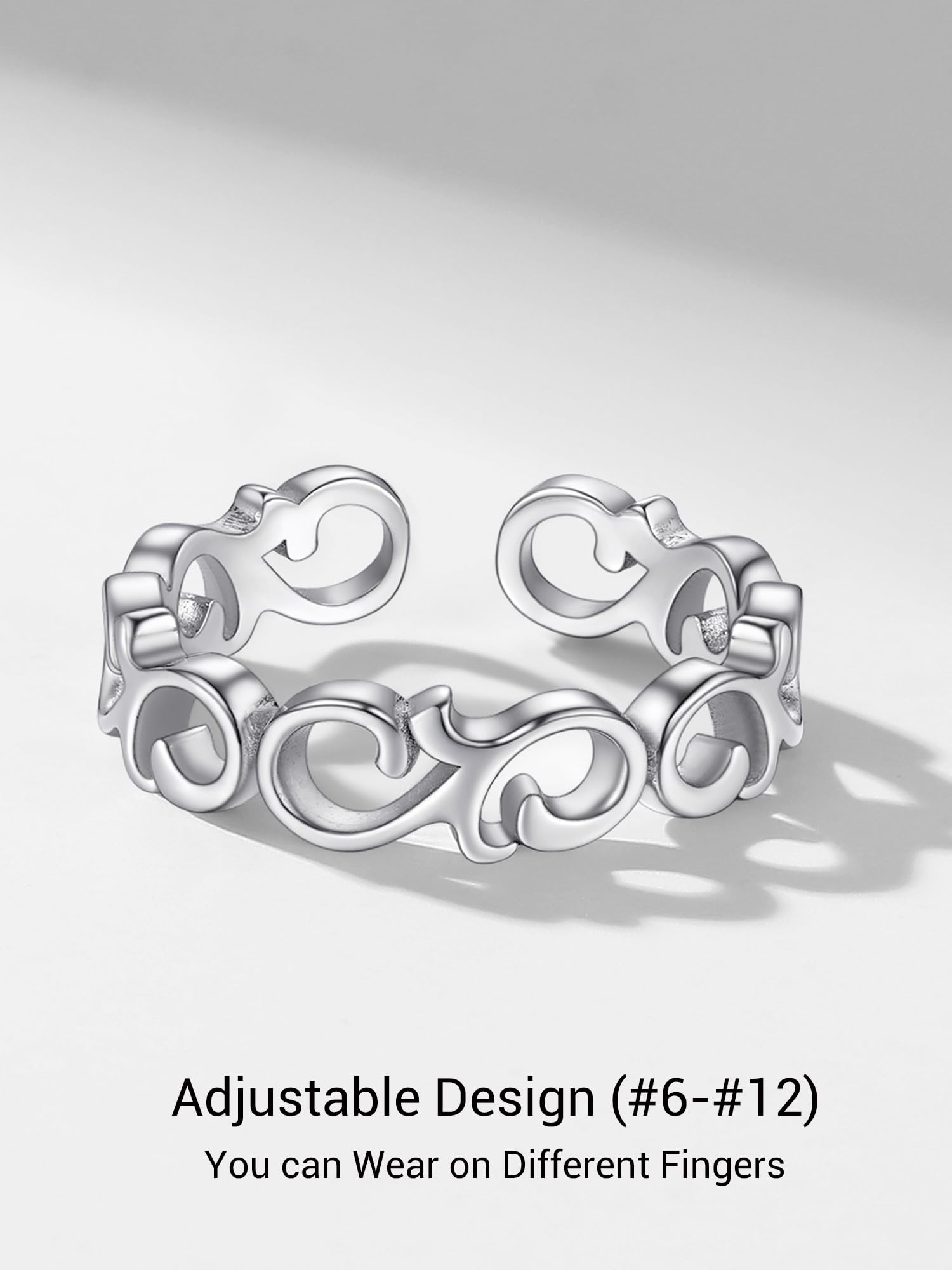 PROSILVER 925 Sterling Silver Adjustable Open Ring for Women - Solid 925 Silver Stackable Knuckle & Pinky Ring - Gift Box Included - Perfect for Stacking, Everyday Wear & Special Occasions