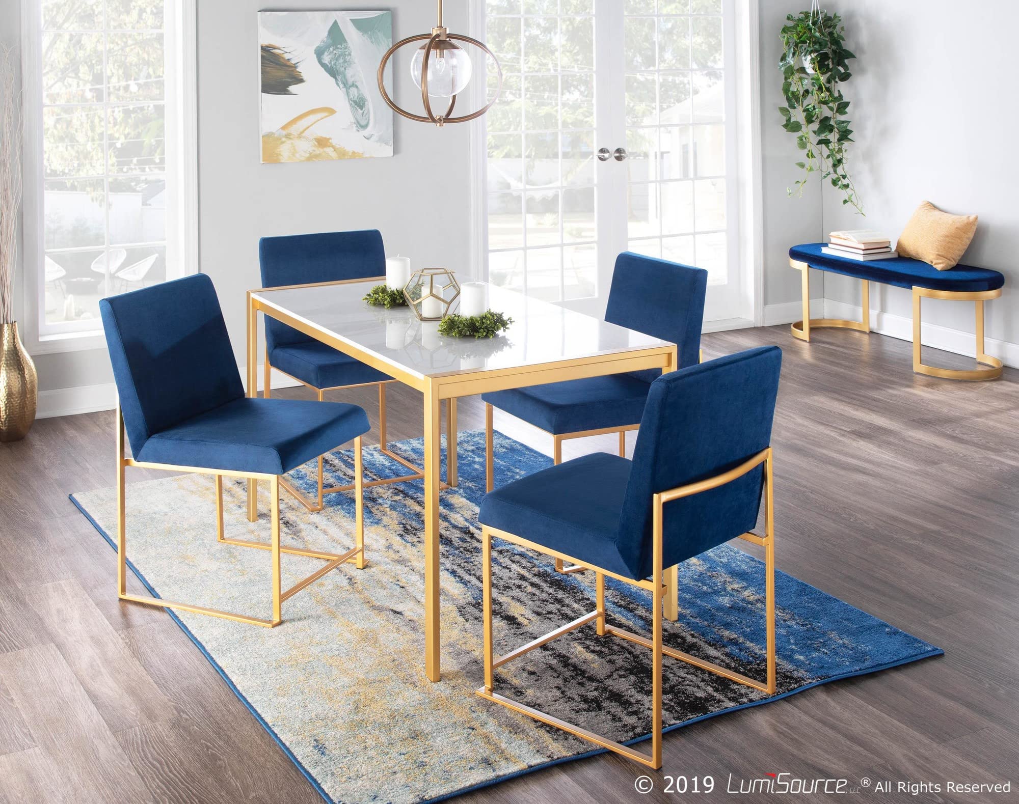 LumiSource High Back Fuji Dining Chair Set of 2 - Modern Upholstered Kitchen Chairs for Dining Table - Comfortable Contemporary Seating for Home, Restaurant & Office Use
