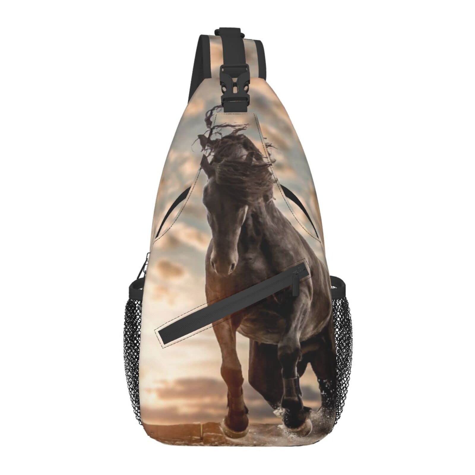 Funny Horse Sling Bag - Adjustable Crossbody Shoulder Backpack for Men & Women - Lightweight Chest Bag for Travel, Hiking, Gym, Biking & Camping - Perfect for Outdoor Adventures & Casual Daily Use