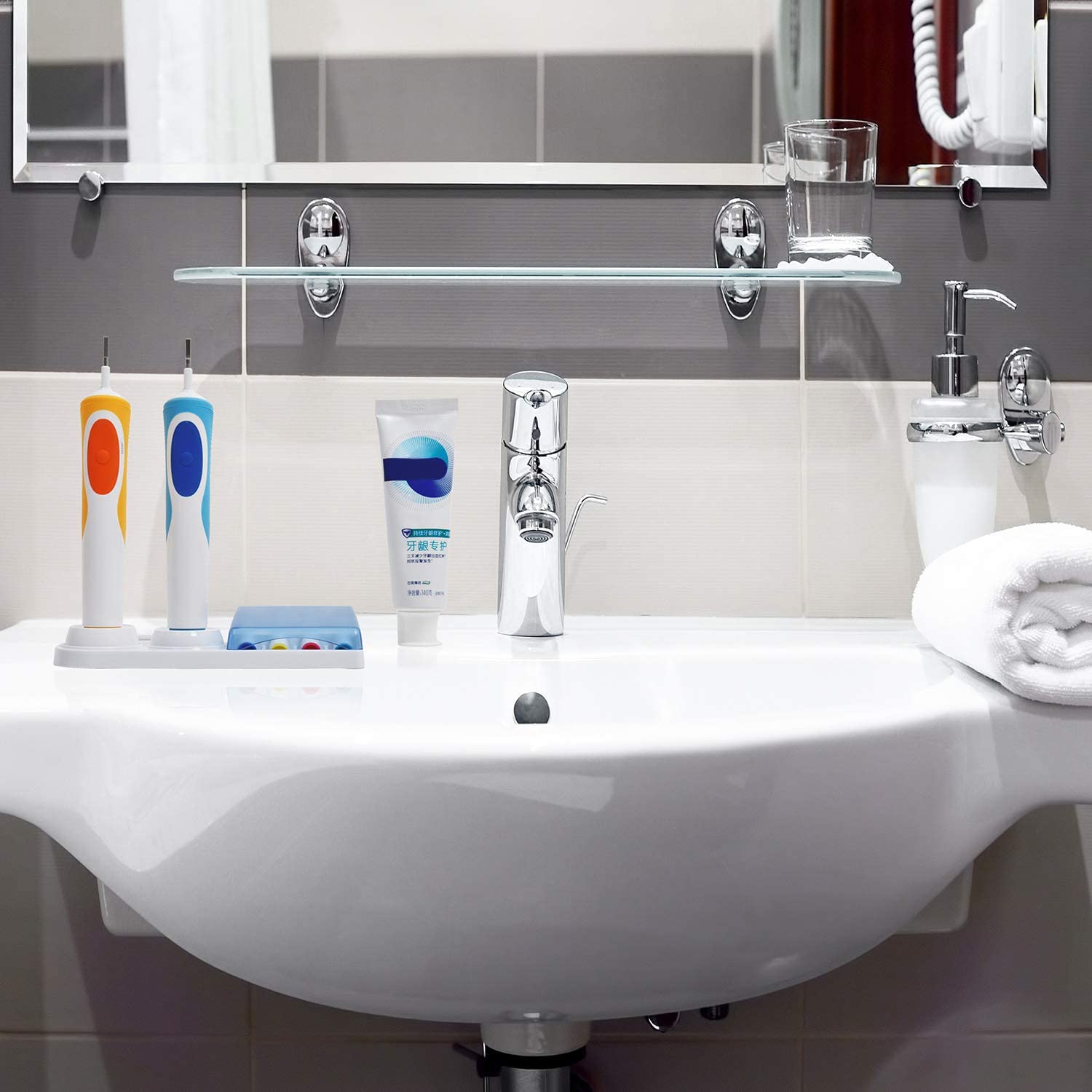 Oral B Electric Toothbrush Stand & Heads Holder (2 Pack) - Waterproof Bathroom Organizer for Electric Toothbrush Storage - Perfect for Oral B Series 9000, 8000, 7000, 6000 & More