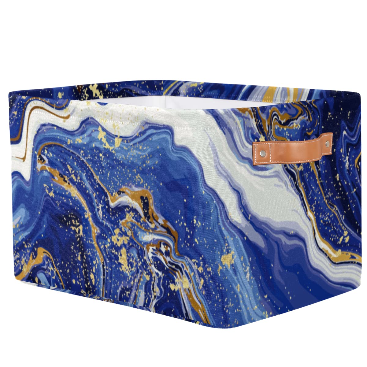 Ocean Marble Foldable Storage Basket - Large Collapsible Organizer Bin with Handles for Toys, Bathroom, Nursery & Closet | Space-Saving Home Organization Solution for Small Spaces & Kids' Rooms