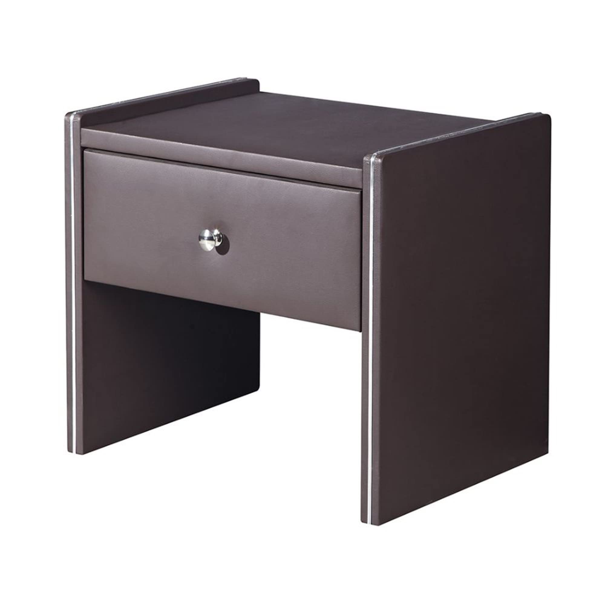 Benjara Brown Leather Upholstered Wooden Nightstand with Drawer - Bedroom Furniture for Master Bedroom, Guest Room & Apartment