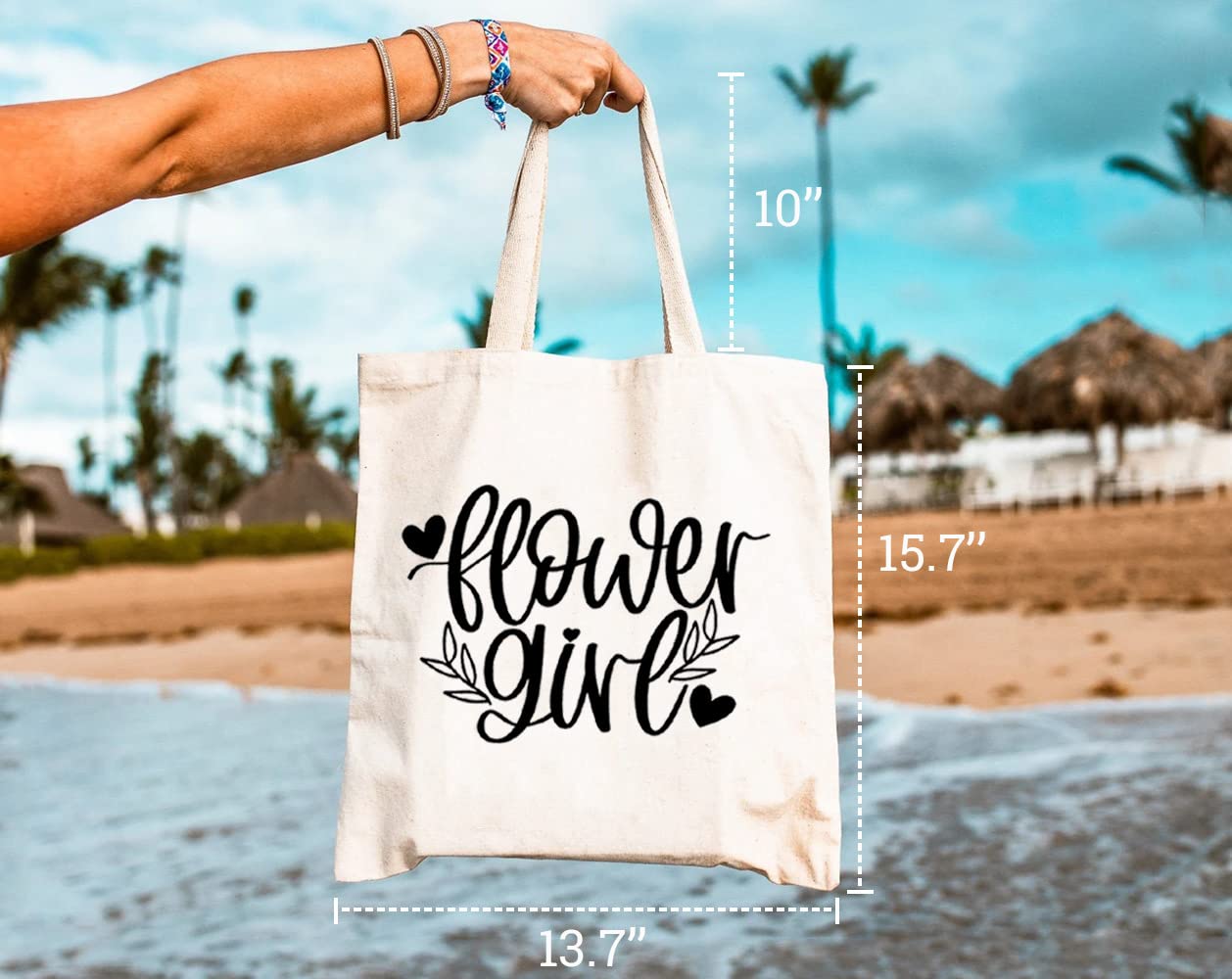 Eco-Friendly Flower Girl Canvas Tote Bag for Women - Aesthetic Reusable Grocery Shoulder Shopping Bag - Perfect for Weddings, Parties & Everyday Use - Funny Gift Idea for Bridesmaids & Best Friends
