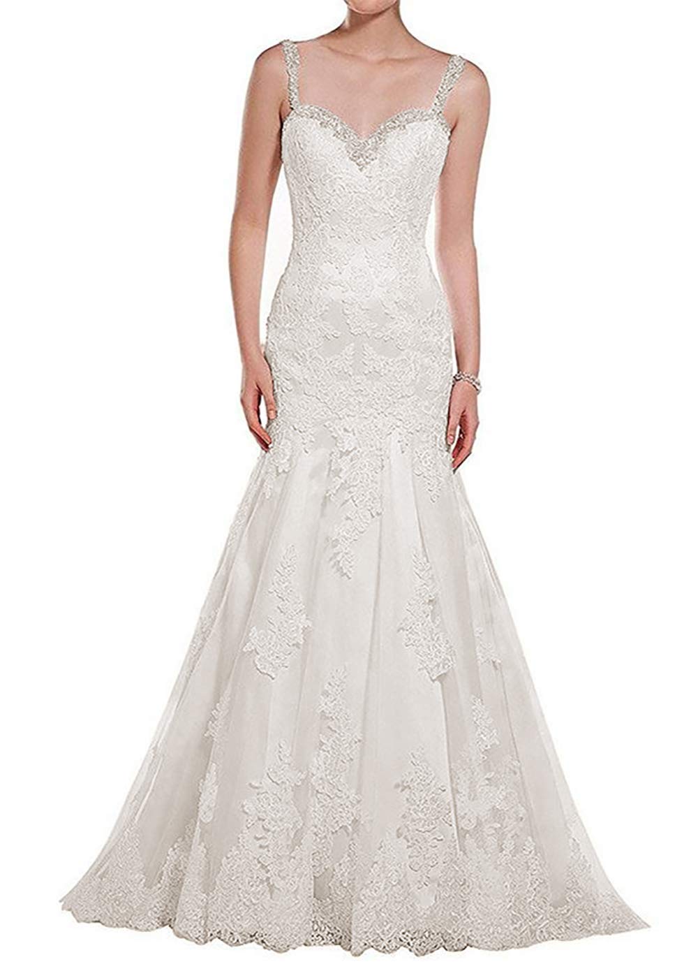Elegant Lace A-Line Wedding Dress with Sweetheart Neckline - Beach & Outdoor Bridal Gown in Flowy Chiffon | Perfect for Beach Weddings, Garden Ceremonies & Romantic Vows