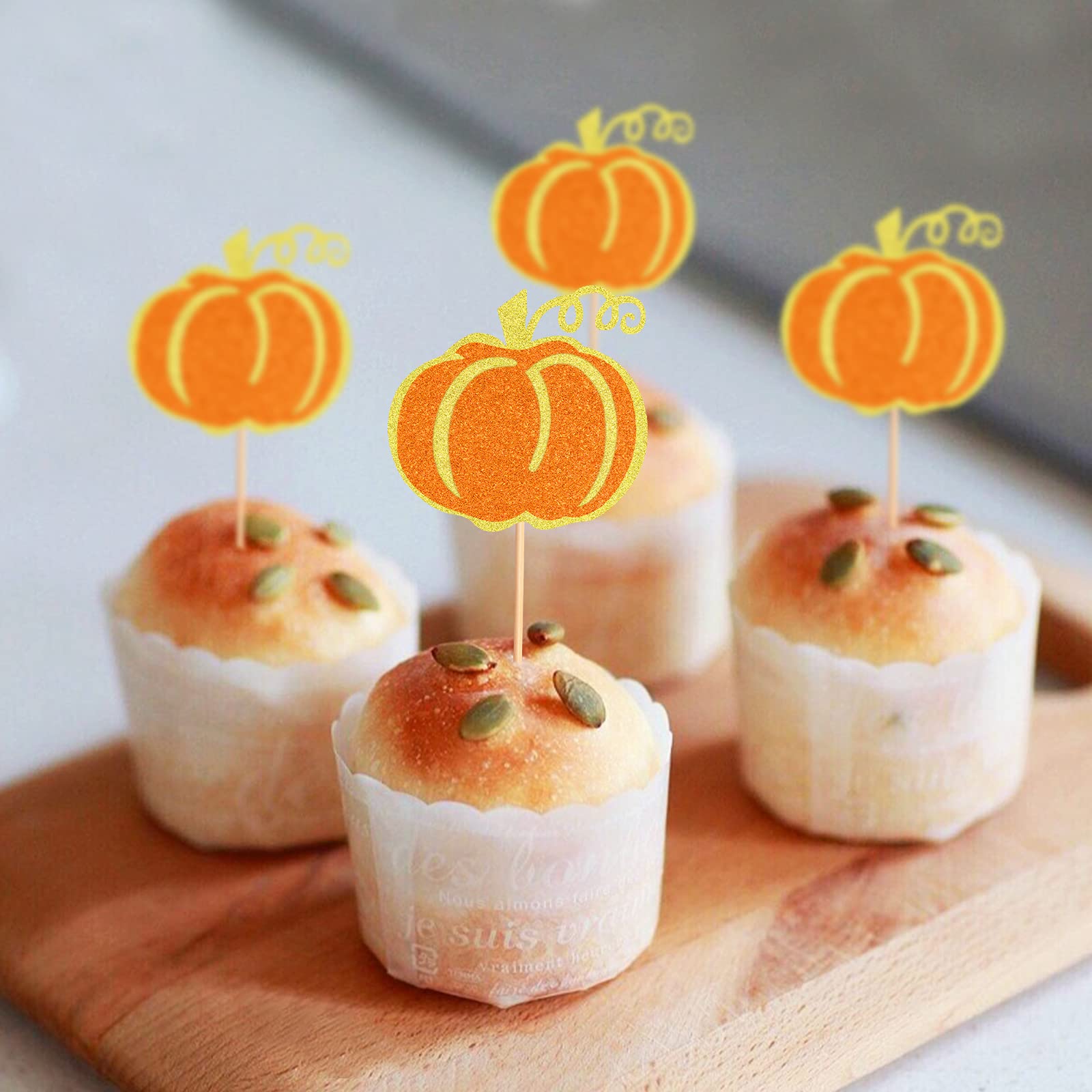 24 Pack Pumpkin Cupcake Toppers for Baby Shower, Birthday Party & Gender Reveal - Fall Themed Cupcake Decorations for Boys, Girls & Neutral Celebrations - Perfect for Autumn, Halloween & Thanksgiving Desserts
