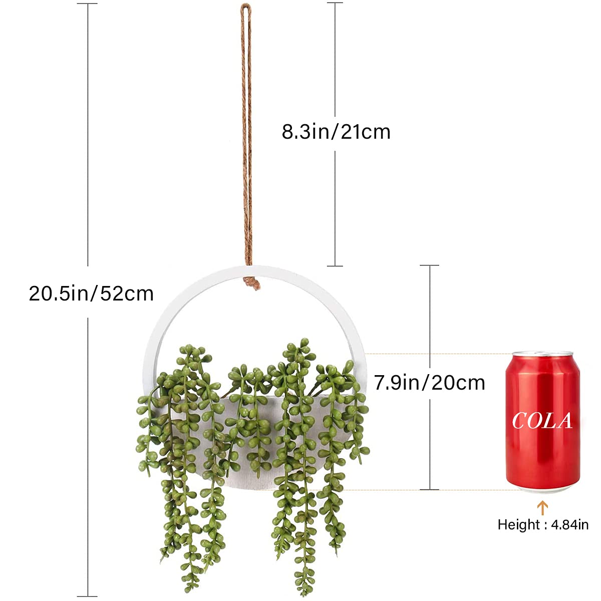 Floweroyal 2-Pack Artificial Succulents Hanging Plants - 12.2 Inch Fake String of Pearls in Pot with 8.3 Inch Lanyard for Indoor Outdoor Wall Decor - Perfect for Home Office Living Room Balcony & Garden Decoration