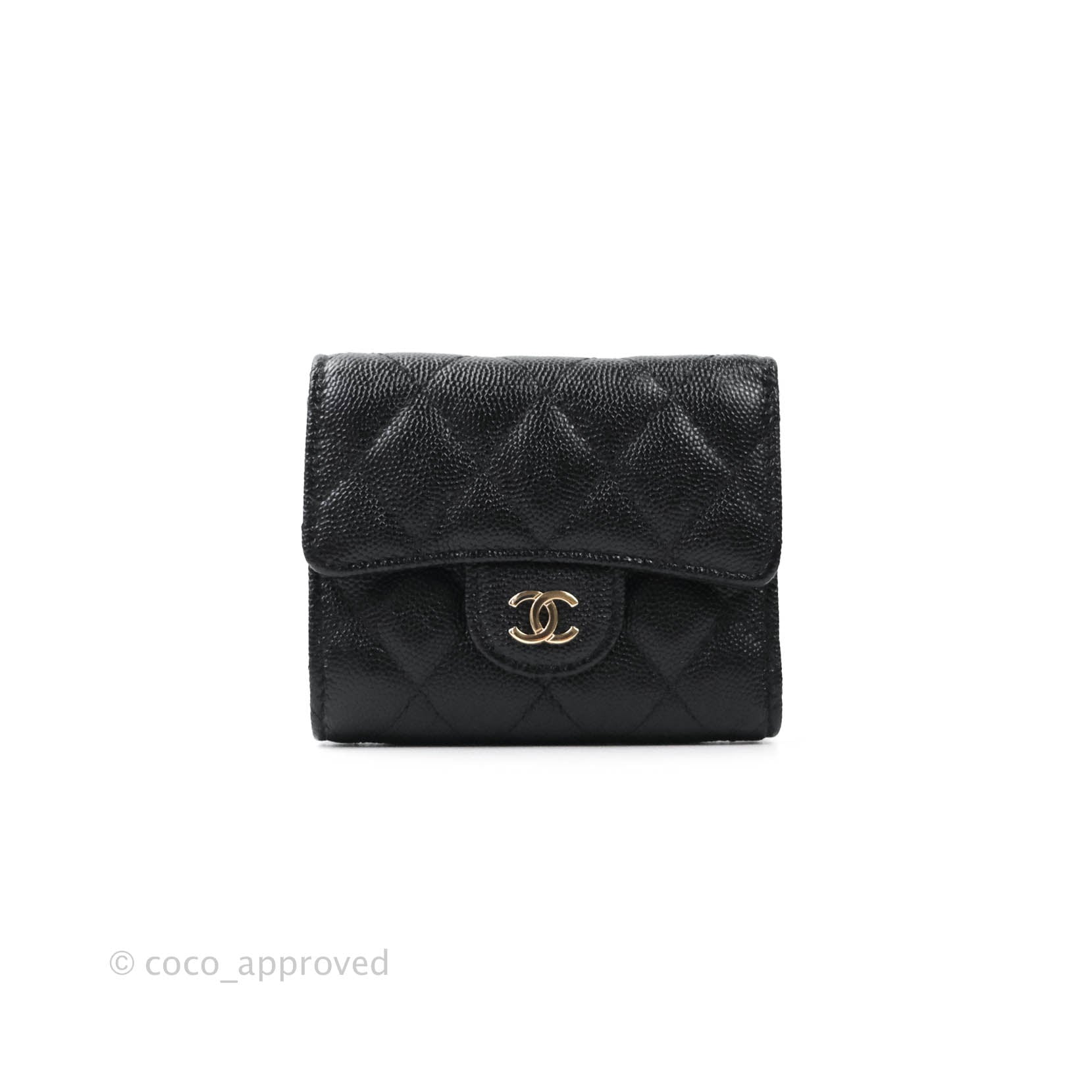 Chanel Classic Flap Small Wallet in Black Caviar Leather with Gold Hardware - Luxury Women's Accessory for Everyday Use & Special Occasions