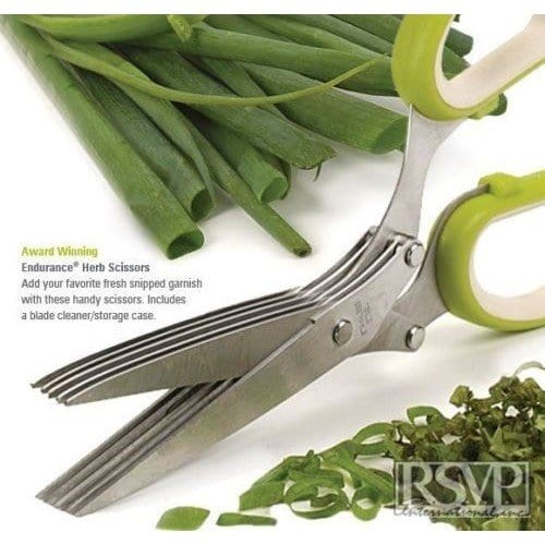 Premium RSVP Herb Shears - Sharp Stainless Steel Kitchen Scissors for Fresh Herbs, Cooking & Gardening - Perfect for Chopping Parsley, Basil, Mint & More