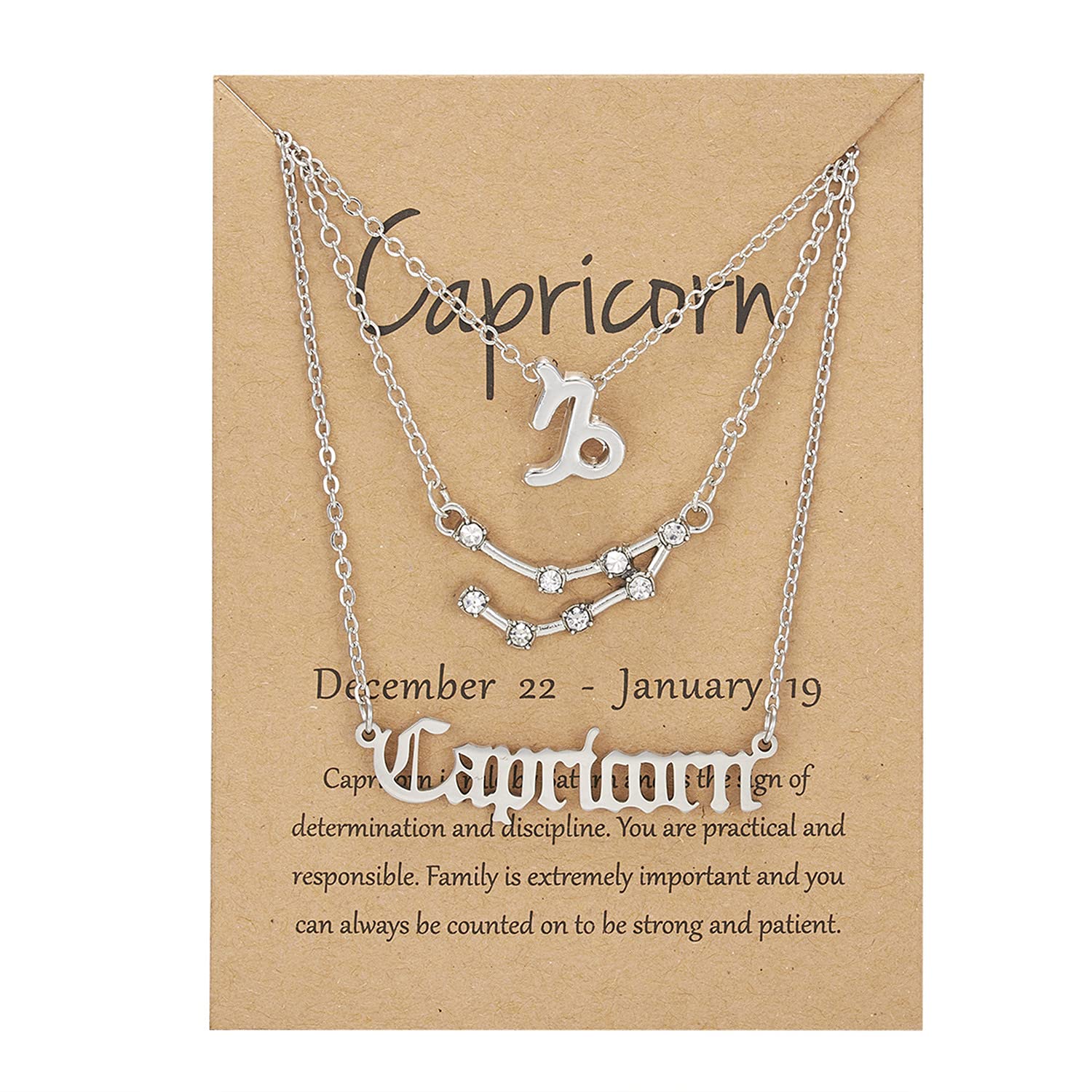 3Pcs Zodiac Sign Layered Choker Necklaces - 12 Constellation Horoscope Astrology Necklace Set with Message Card, Women's Fashion Jewelry for Daily Wear, Gift Giving & Special Occasions