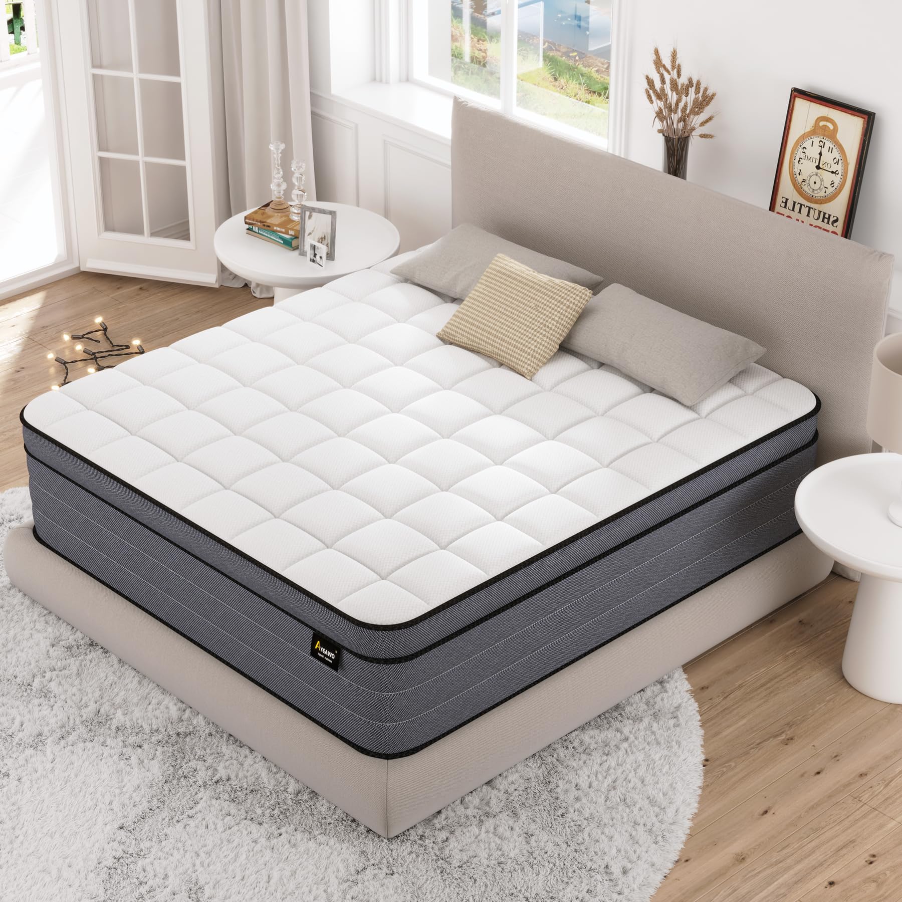 12 Inch Hybrid Queen Mattress with Gel Memory Foam & Pocket Springs - Medium Firm Support, Pressure Relief & Motion Isolation - Bed in a Box for Back Pain Relief & Couples - Perfect for Master Bedrooms & Guest Rooms