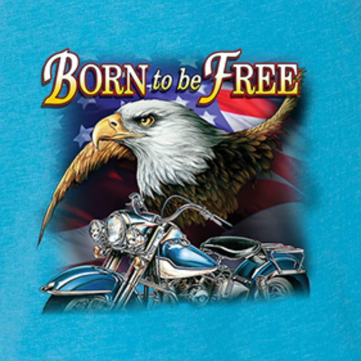 Born to Be Free Bald Eagle & American Flag Print Women's Scoop Neck Long Sleeve Top - Patriotic Casual Wear for Cars & Trucks Enthusiasts