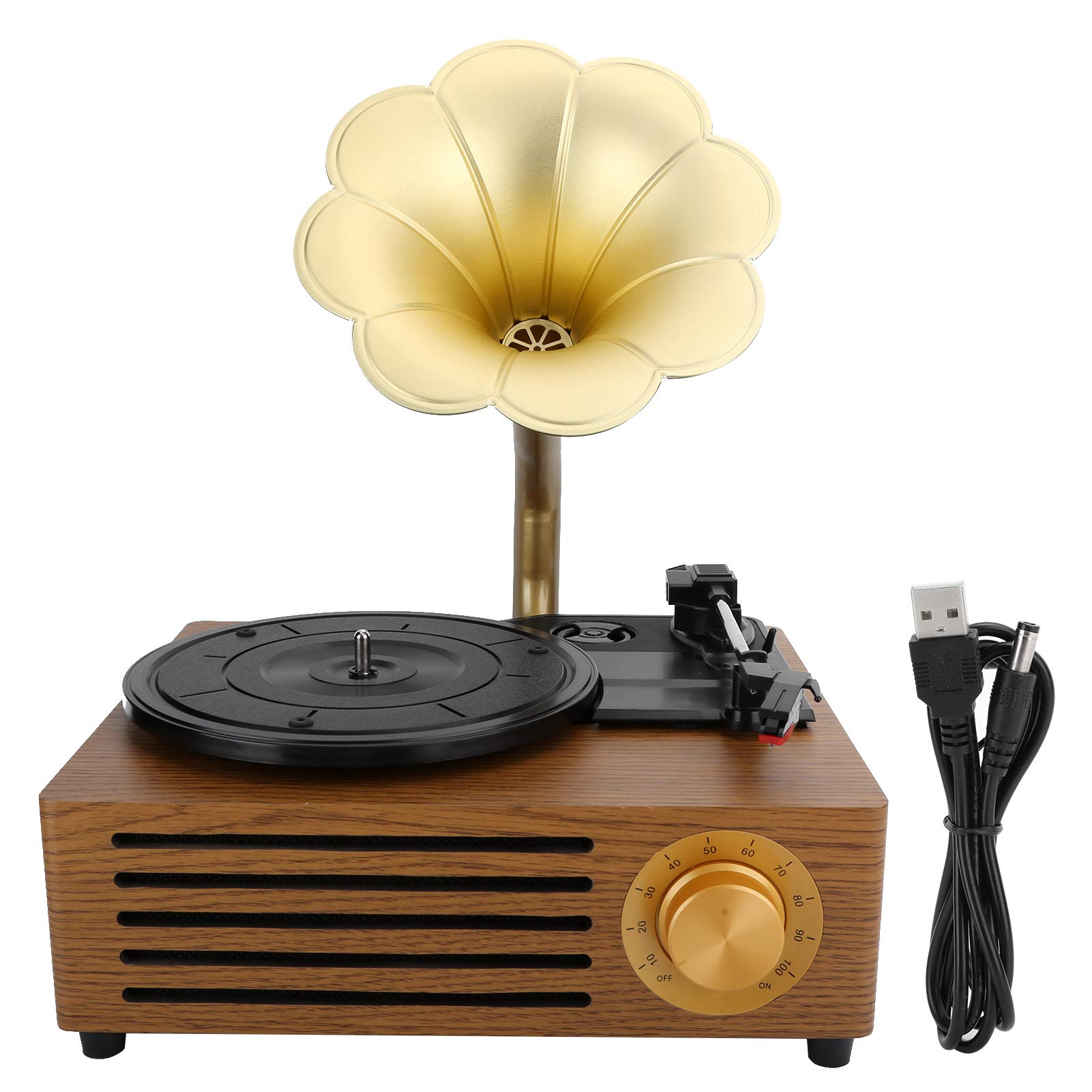 Wireless Bluetooth 5.0 Vinyl Record Player with Built-in Stereo Speakers | 33/45/78 RPM Turntable | USB/SD Card Recording | Compatible with 7/10/12 inch Records | Vintage Home Audio System for Living Room, Bedroom & Office Decor