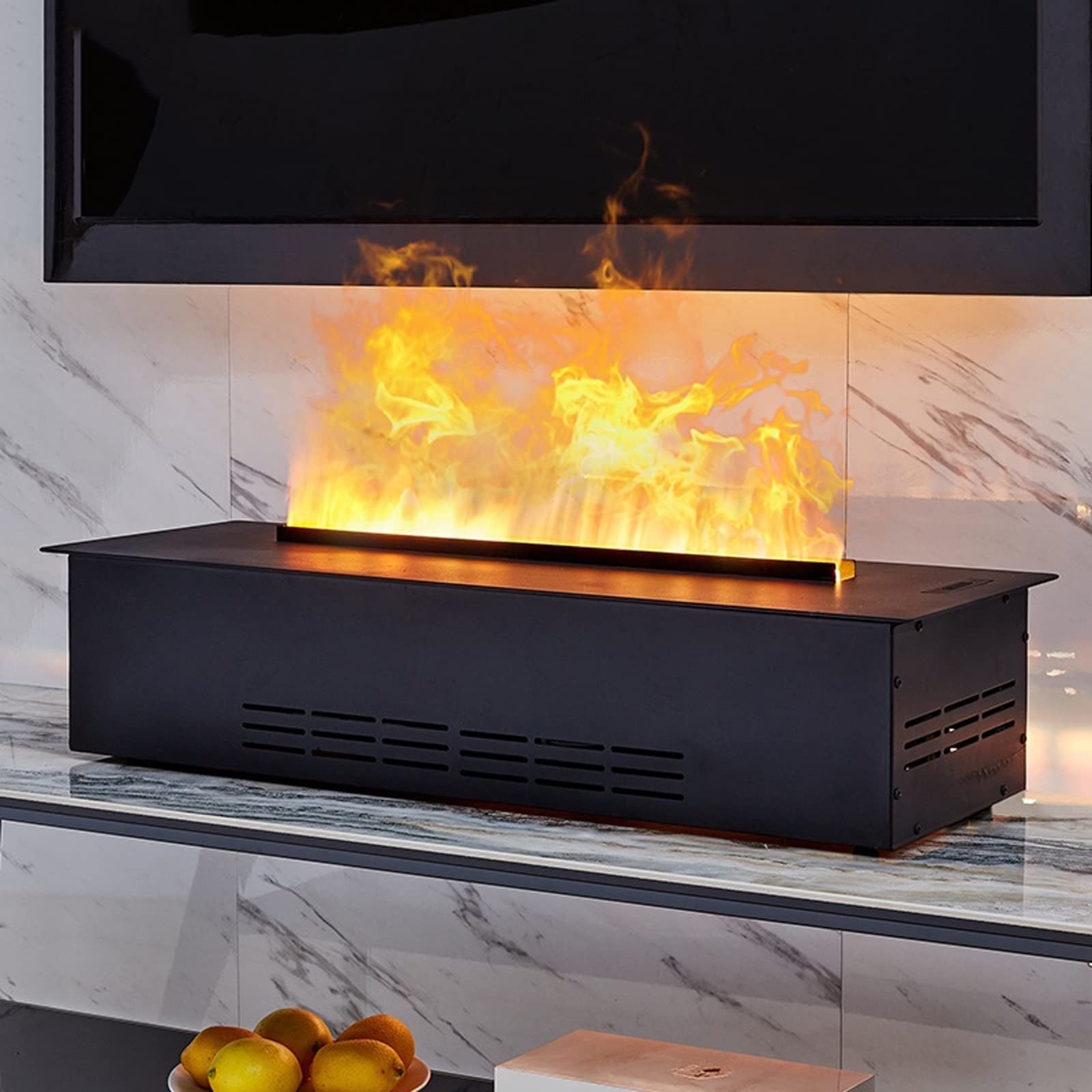 3D Water Vapor Electric Fireplace - Adjustable Flame Effect with Remote Control, Recessed Wall Mounted Fireplace Stove for Cozy Home & Office Ambience