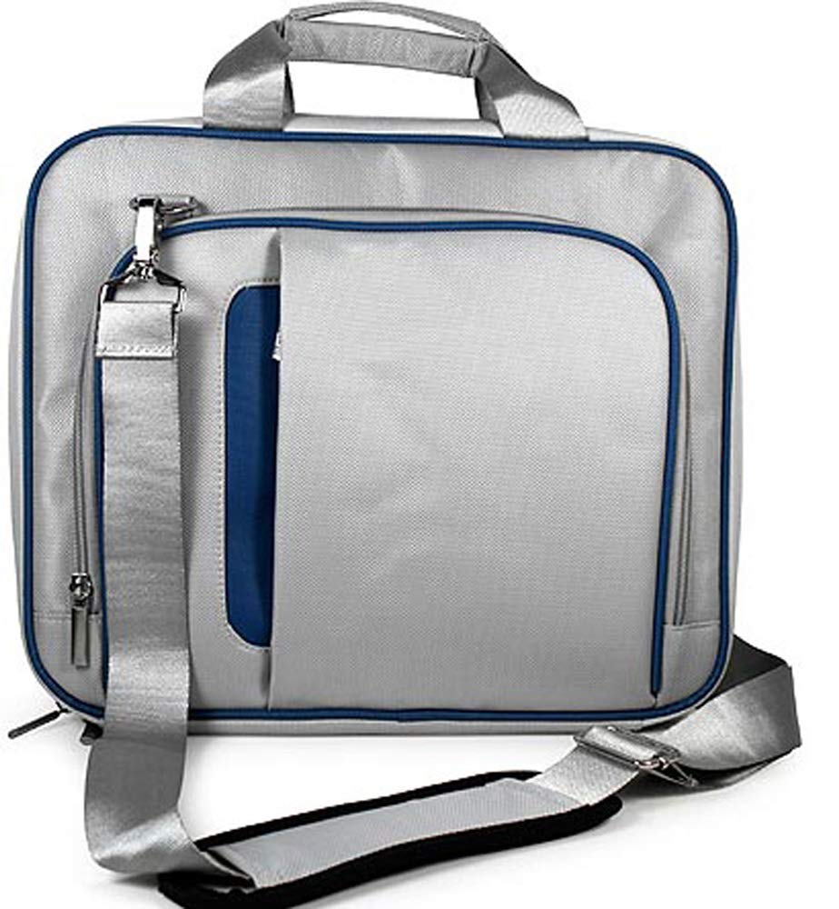 Blue Silver Travel Smart Carrying Case for Dell Inspiron Duo 10.1 Inch Netbook - Adjustable Shoulder Strap & TSA-Friendly Design | Perfect for Airport Security, Business Trips & Daily Commute