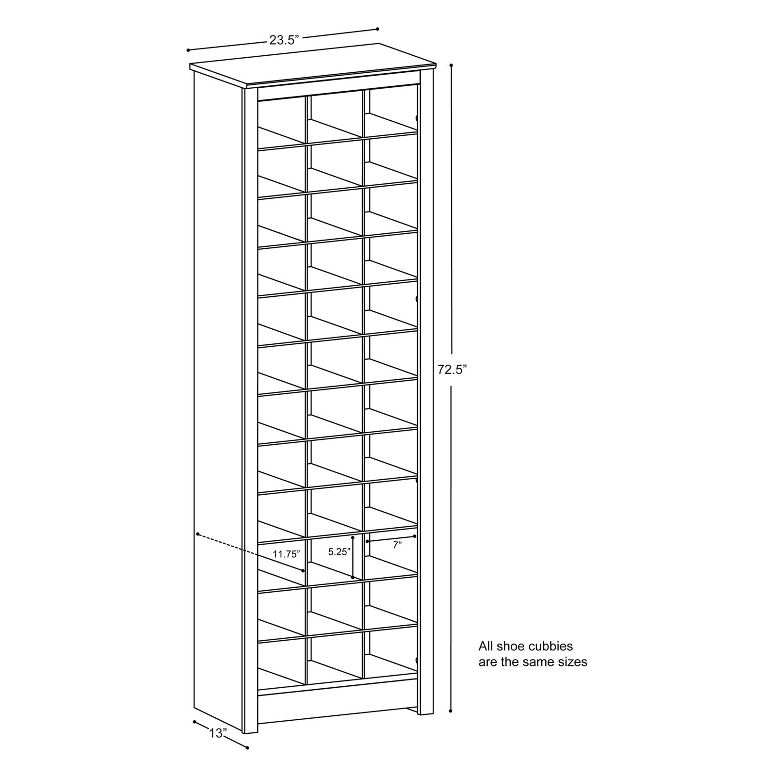 Prepac White Tall Storage Cabinet - 36 Shoe Organizer with Cubbies, Entryway Furniture (13