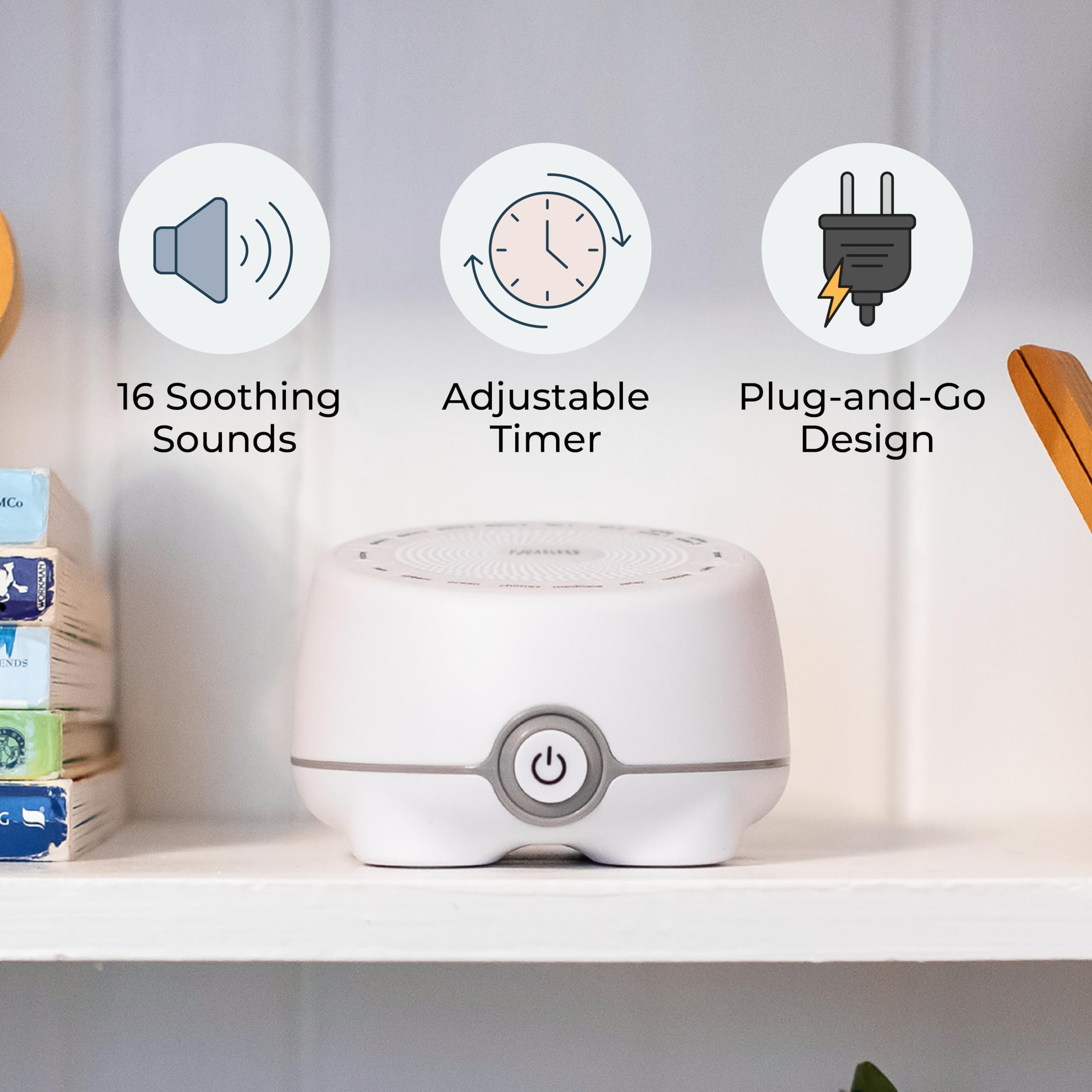 Yogasleep Whish White Noise Sound Machine - 16 Natural Soothing Sounds for Baby & Adults, Adjustable Volume - Sleep Aid, Office Privacy & Focus Enhancer - Compact & Portable for Travel & Nursery Essentials - Perfect for Bedrooms, Nurseries & Workspaces