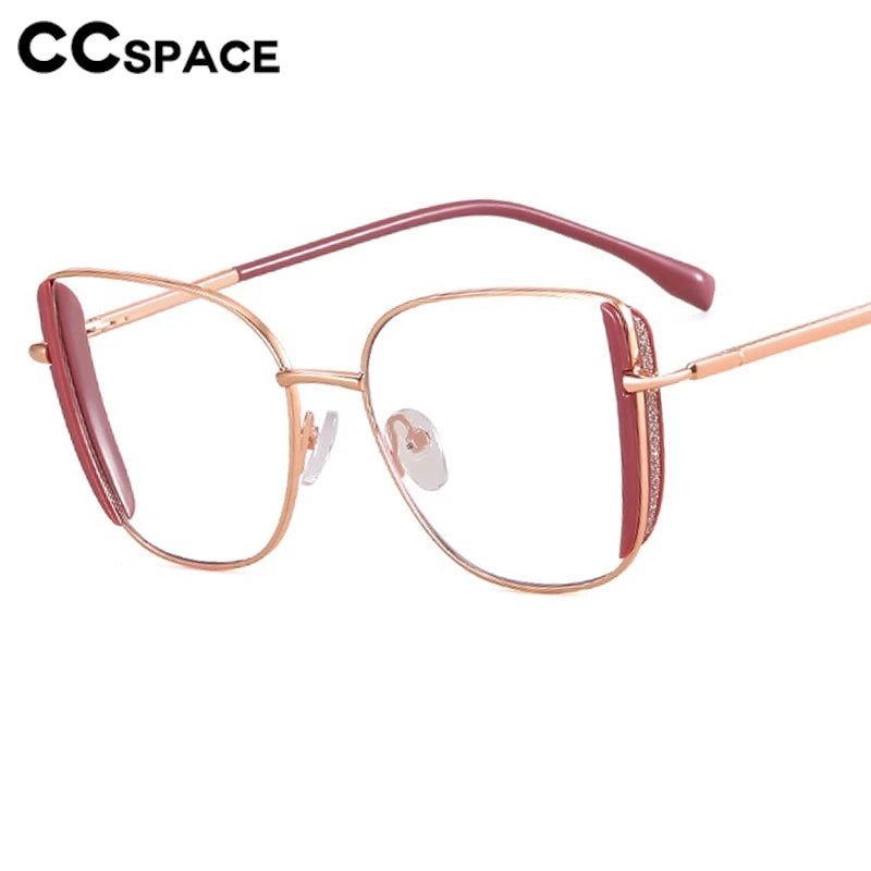 CCspace Women's Full Rim Square TR90 Titanium Eyeglasses - Lightweight & Durable Frame for Work, Reading & Daily Use (Model 300377)
