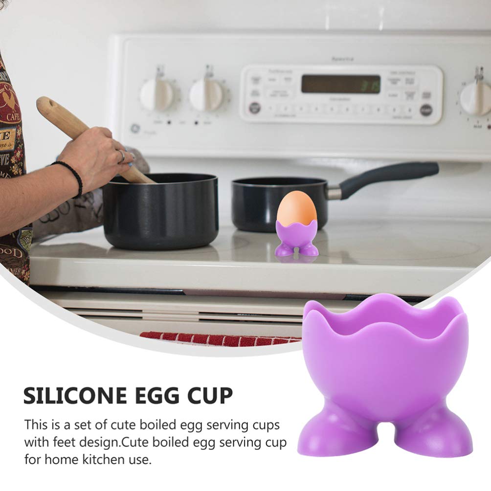 VOSAREA 8pcs Silicone Egg Holder Cups - Reusable Boiled Egg Stand with Egg Cooker & Eggcup - Perfect for Breakfast, Kitchen, Picnics & Camping