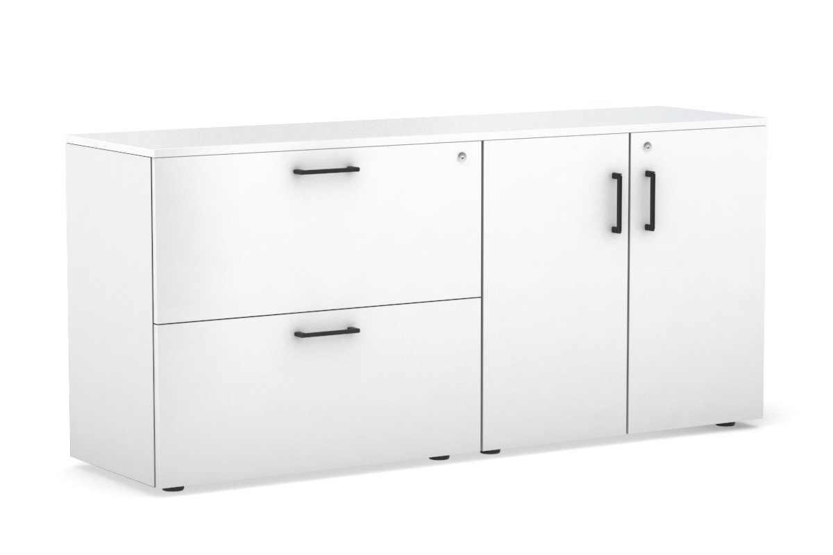 2-Drawer Lateral File Cabinet with 2-Door Storage Cupboard - Office Organization & Document Storage Solution for Home & Business Workspaces