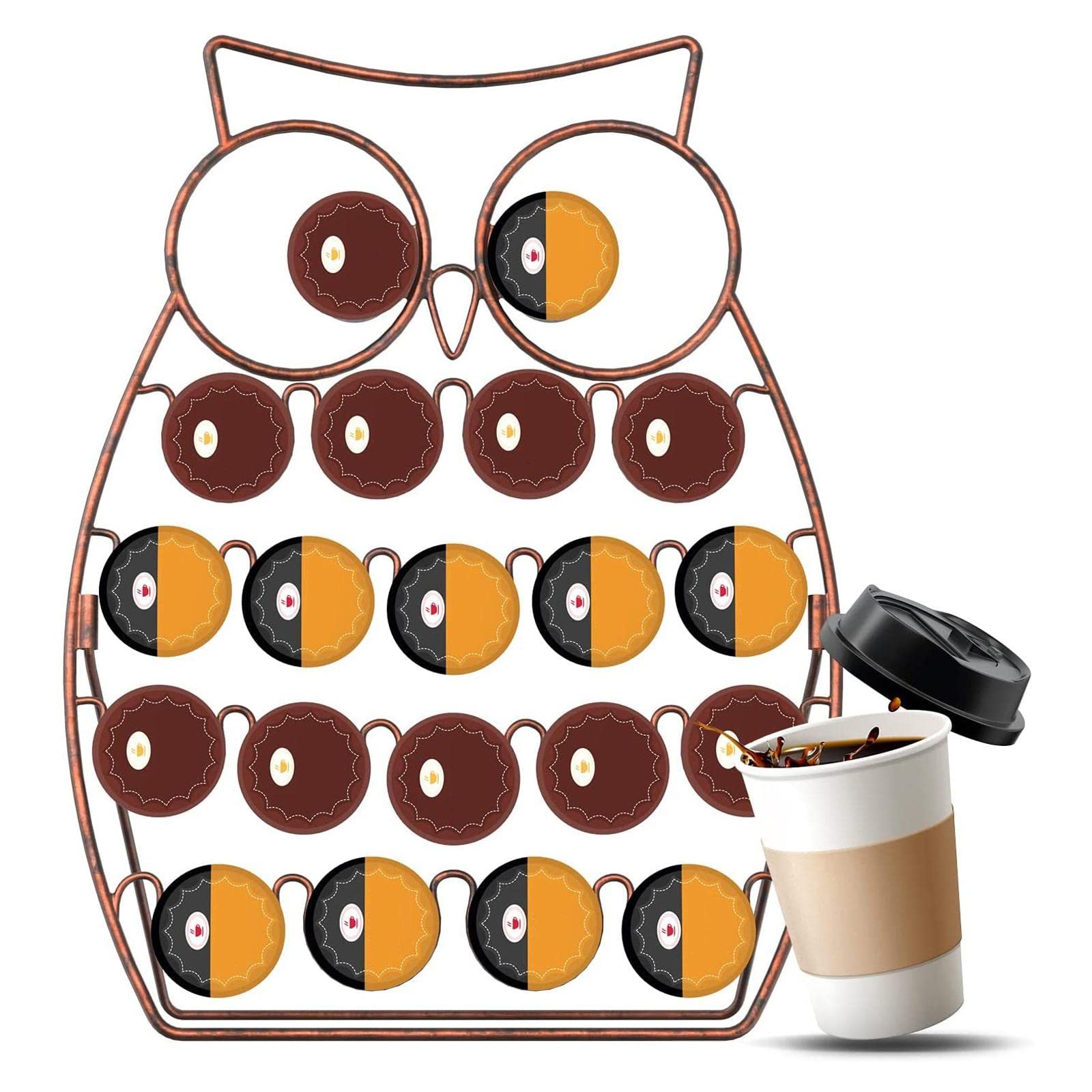 Owl Coffee Pod Holder 2-Pack - Reusable Coffee Capsule Storage Organizer for Keurig & Nespresso, Holds 20 Pods - Perfect for Home Coffee Bar, Office & Kitchen Organization