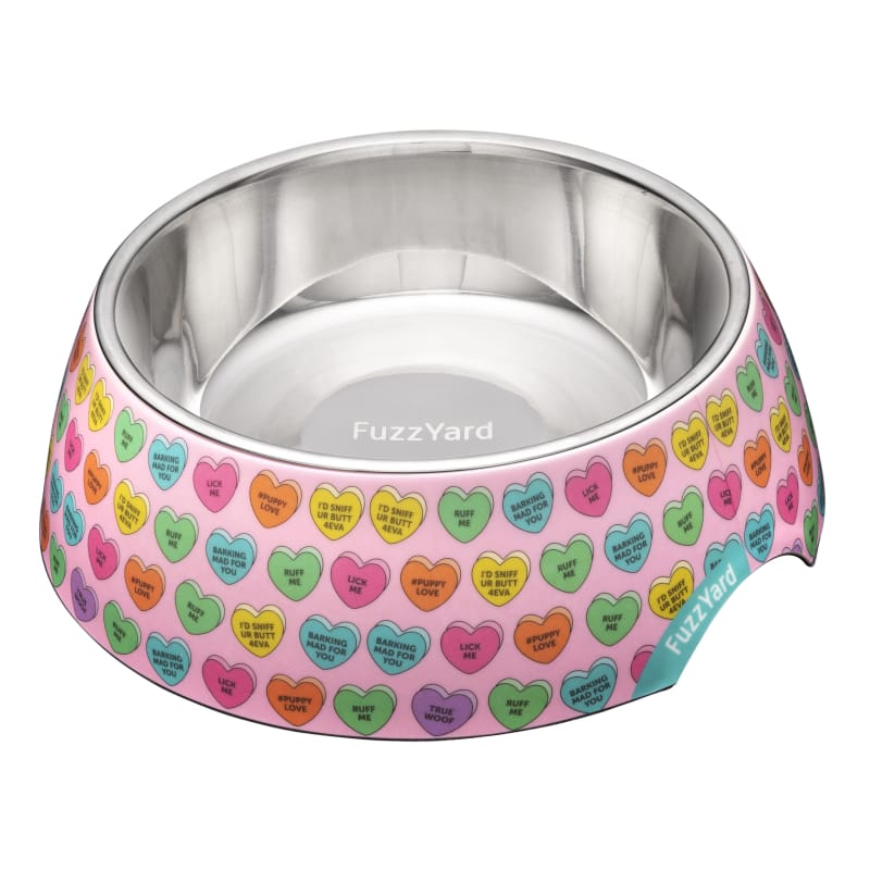 Fuzzyard Candy Hearts Easy Feeder Slow Dog Bowl - Non-Slip Pet Food Dish for Small Medium Large Dogs - Perfect for Mealtime, Training & Portion Control