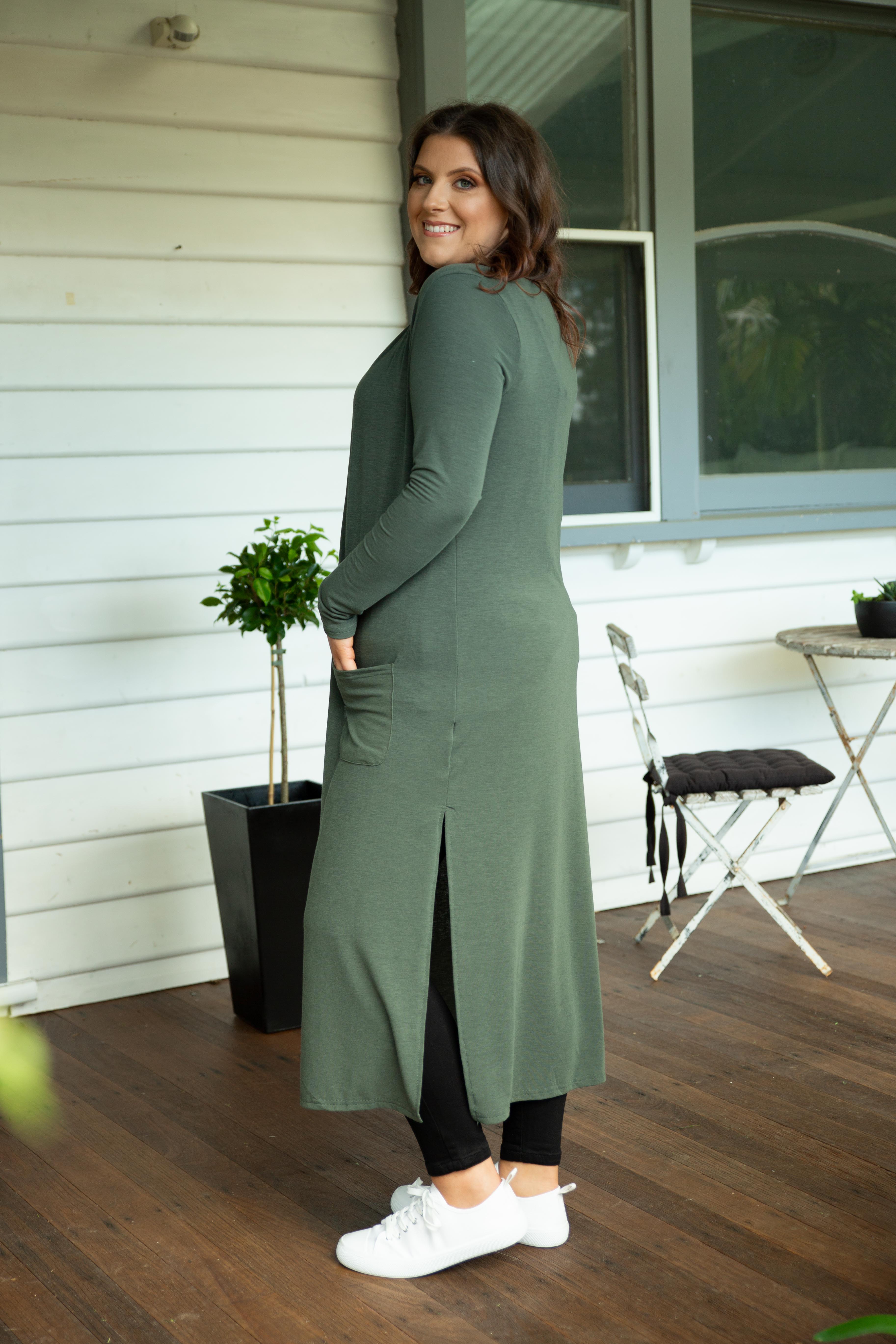 Jane Cardigan Women's Lightweight Knit Sweater in Khaki - Perfect for Fall Layering, Office Wear & Casual Outfits