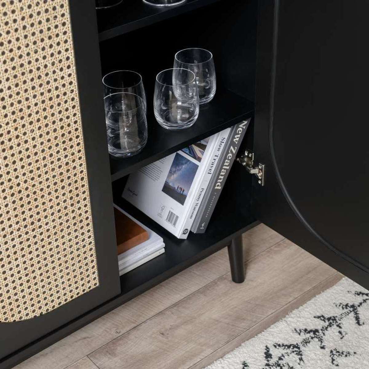 Claremont 2-Door Storage Cabinet in Black - Perfect for Living Room, Bedroom & Office Organization