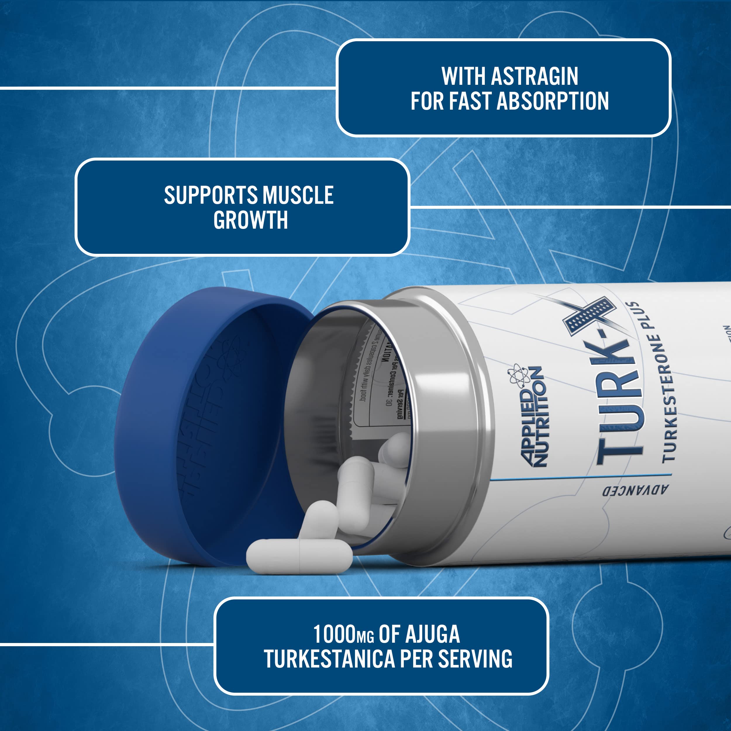 Applied Nutrition Turk X 60 Capsules - Natural Testosterone Booster & Muscle Growth Supplement for Men | Pre-Workout & Post-Workout Support