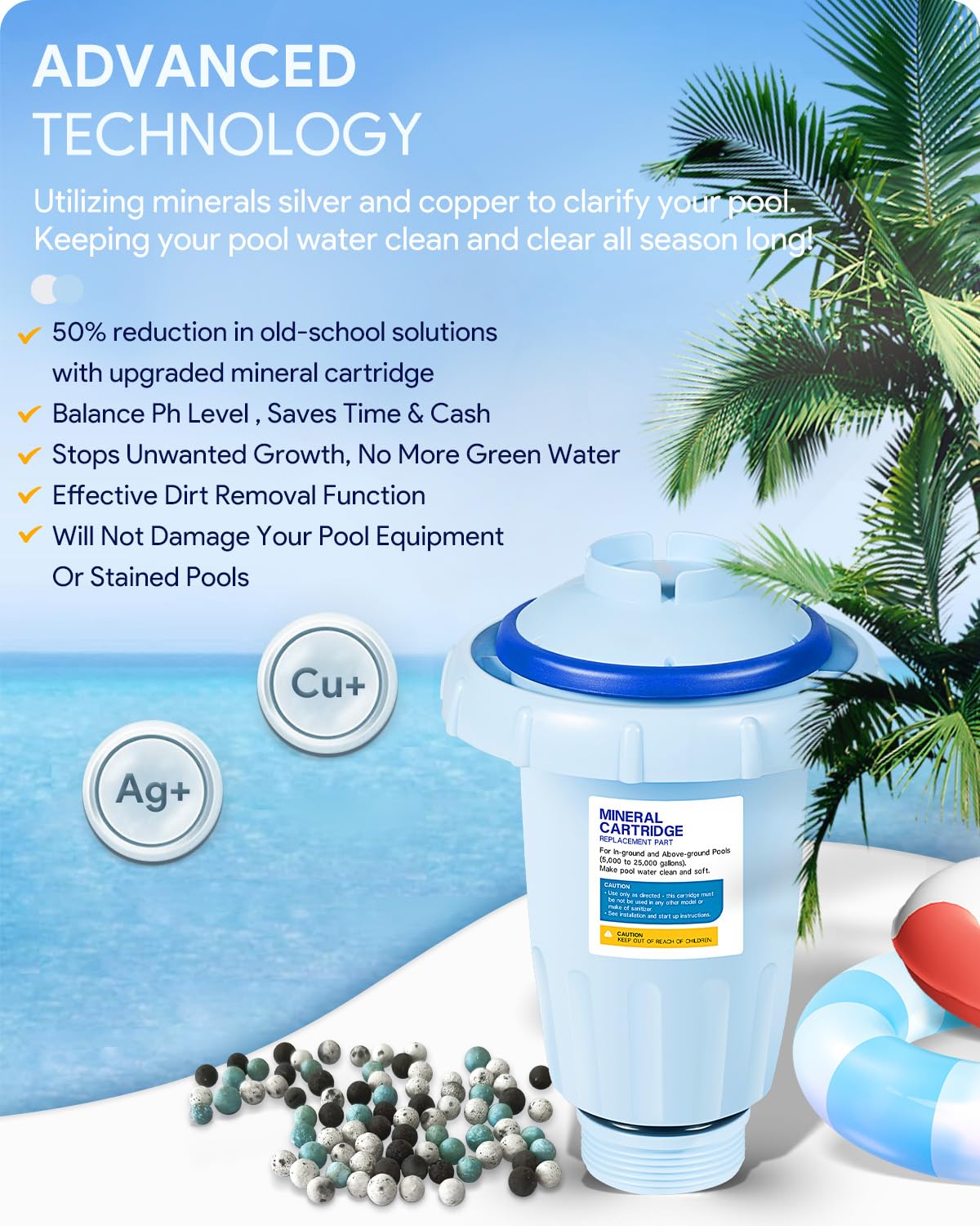 Nature2 Express Mineral Cartridge W28175 Replacement for Pool System - Compatible with In-Ground & Above-Ground Pools up to 30,000 Gallons (Fits W20171, W20080, W26775) - Keep Your Pool Clean & Healthy Year-Round