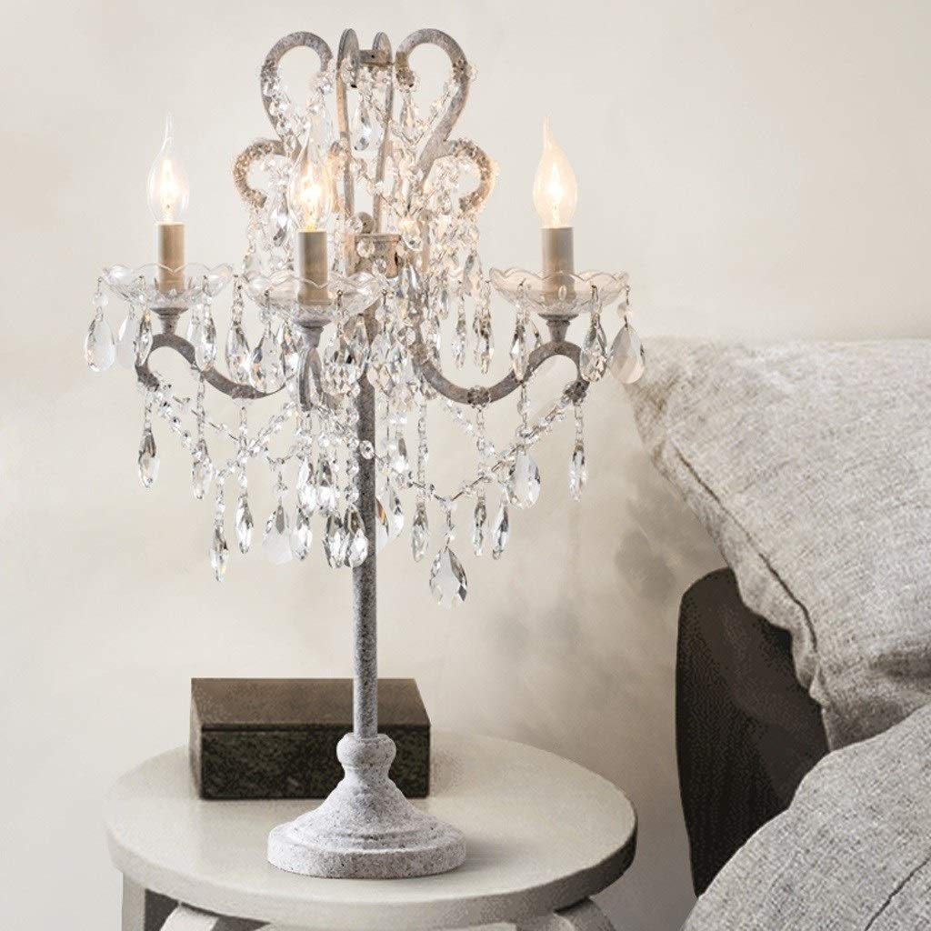 Crystal Table Lamp - Elegant Retro Gold Bedside Lamp for Living Room, Bedroom & Study, Luxury E14 Nightstand Light | Perfect for Home Decor & Cozy Reading