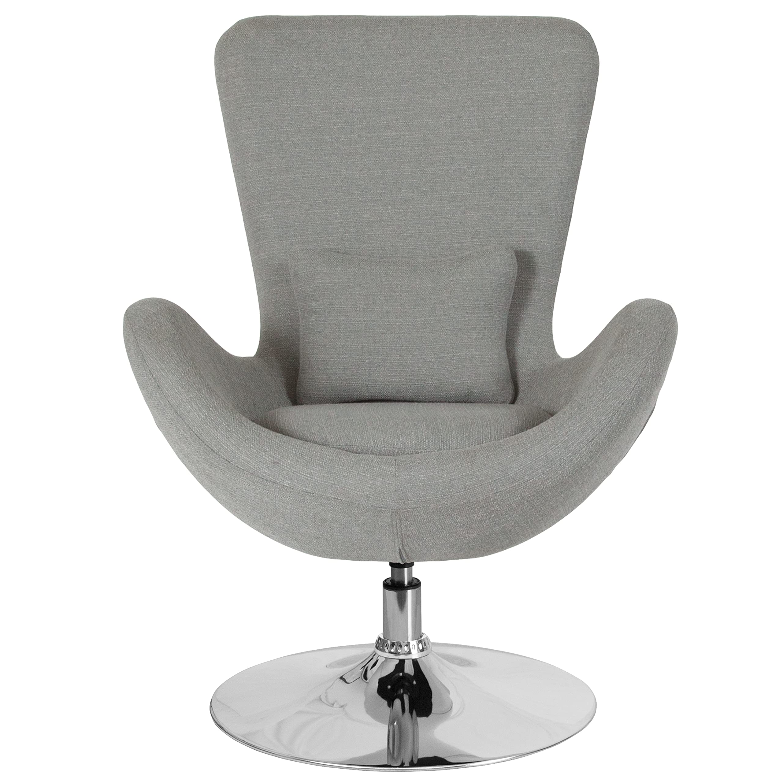 Emma & Oliver Light Gray Fabric Side Reception Chair with Bowed Seat - Elegant Waiting Room Seating for Offices, Hotels, and Event Venues