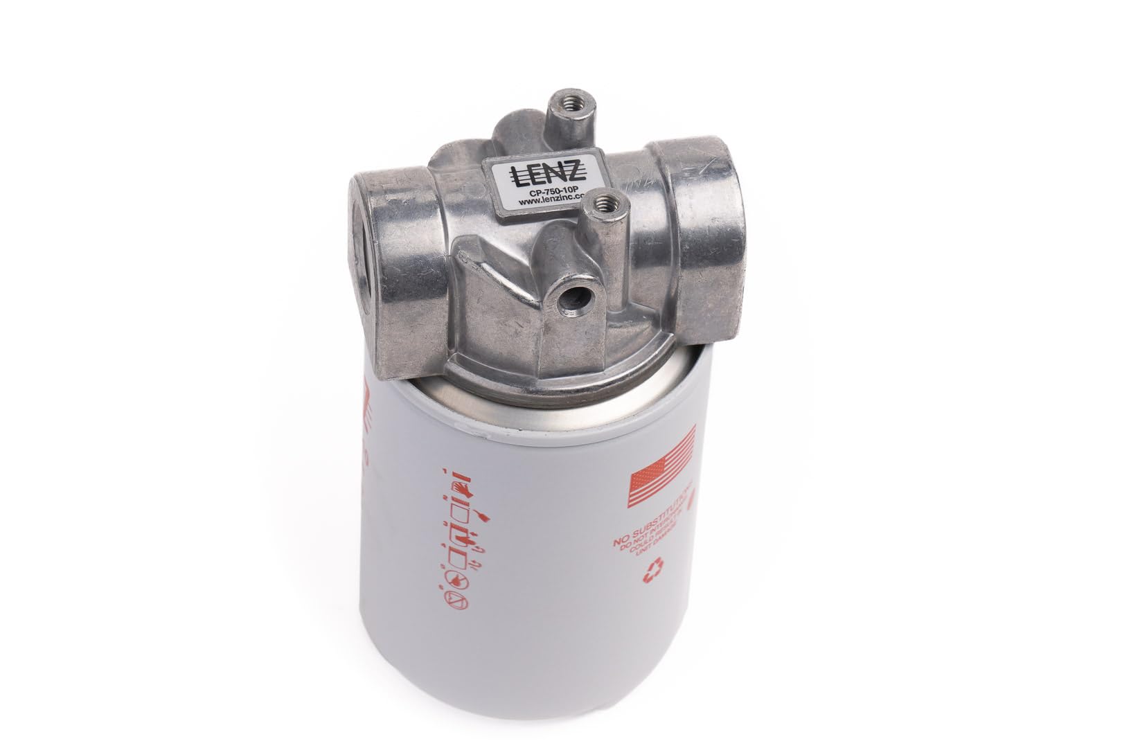 LENZ Industrial Spin-On Filter Assembly CP-750-10P – 10 Micron Hydraulic Oil Filter – 100 PSI Max Pressure, 20 GPM Flow Rate, 3/4