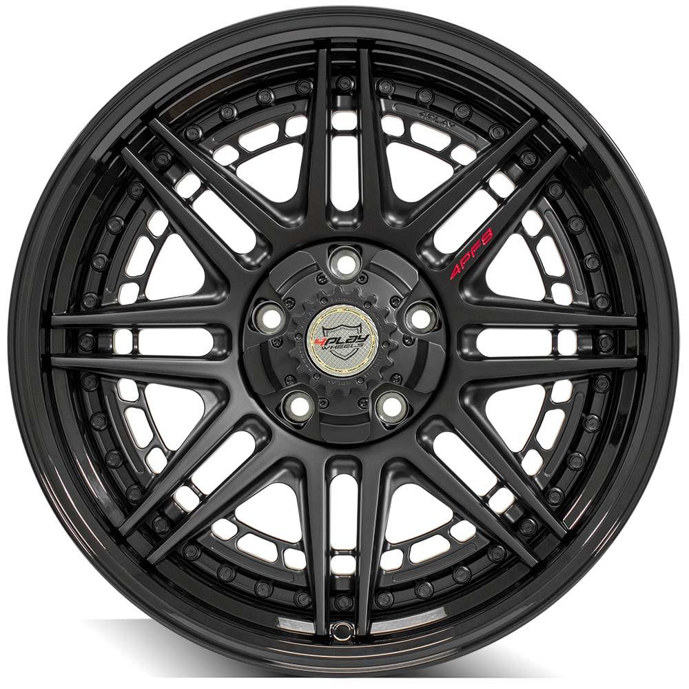 4Play Forged Series 4PF8 Matte Black Center with Gloss Black Barrel 20x9.0 0 Offset 5x127/5x139.7mm 87.1mm Hub - Premium Alloy Wheels for Trucks & SUVs - Off-Road & Street Performance