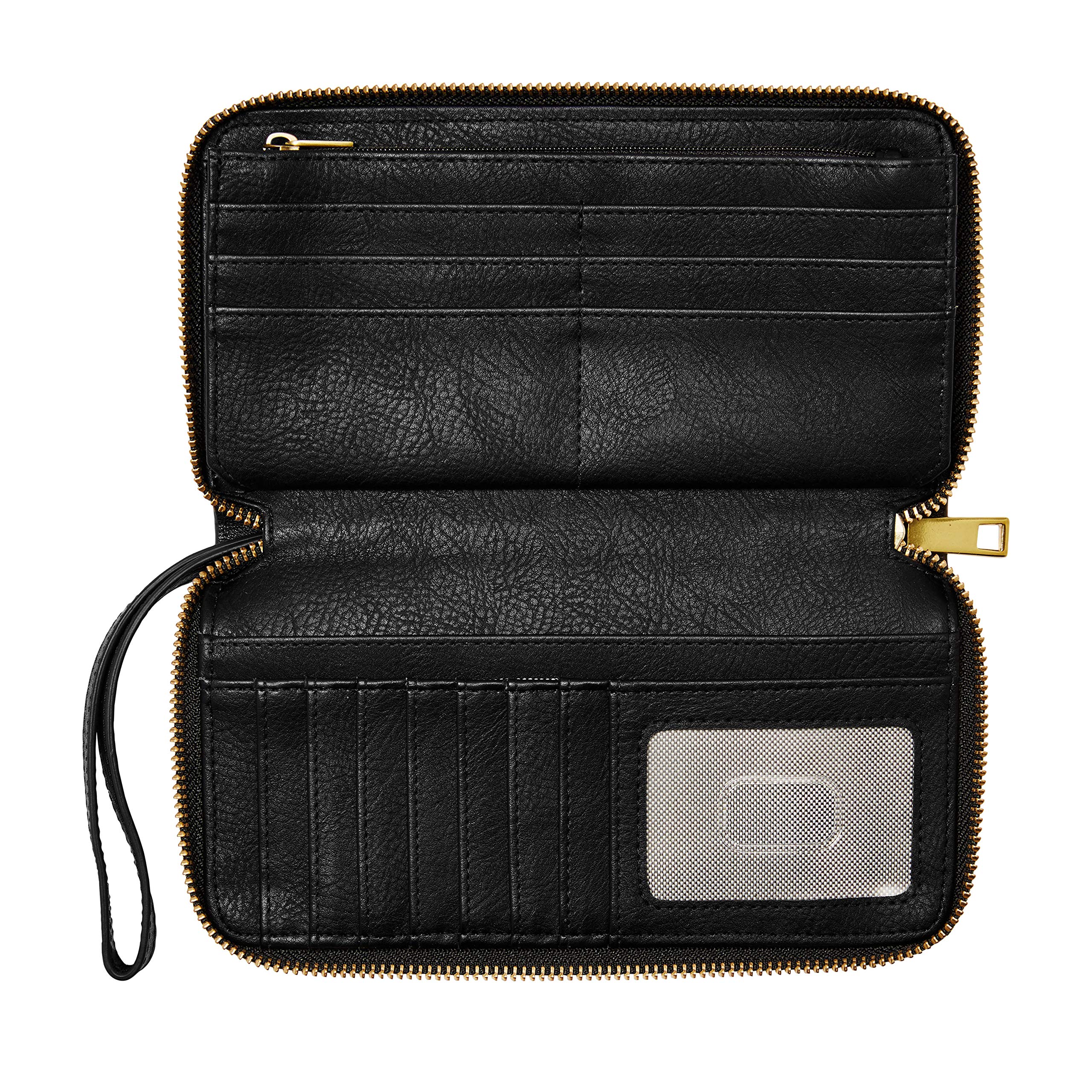 Fossil Women's Liza Genuine Leather Zip-Around Clutch Wallet with Retractable Wristlet Strap - Stylish Crossbody Purse for Everyday Use, Date Night & Travel Accessories