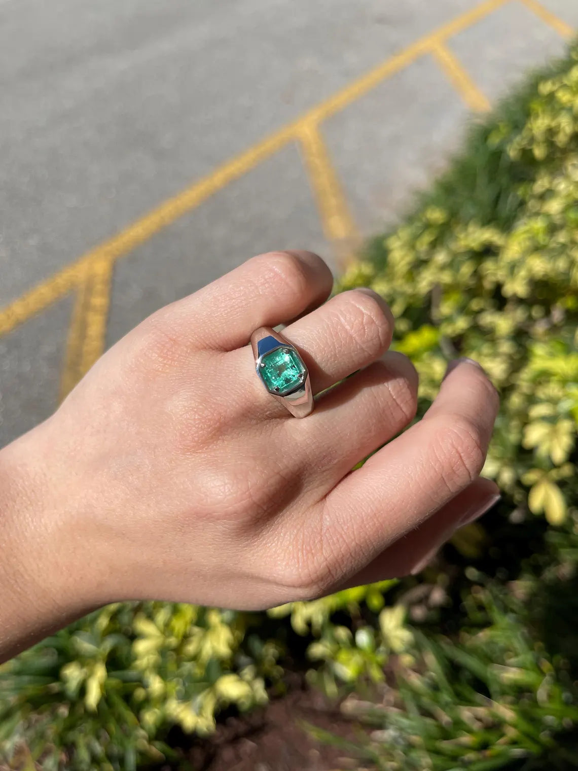 1.90ct Natural Colombian Emerald Asscher Cut Solitaire Men's Ring - 14K Gold Wedding Band, Anniversary Gift for Him, Handmade Fine Jewelry for Special Occasions